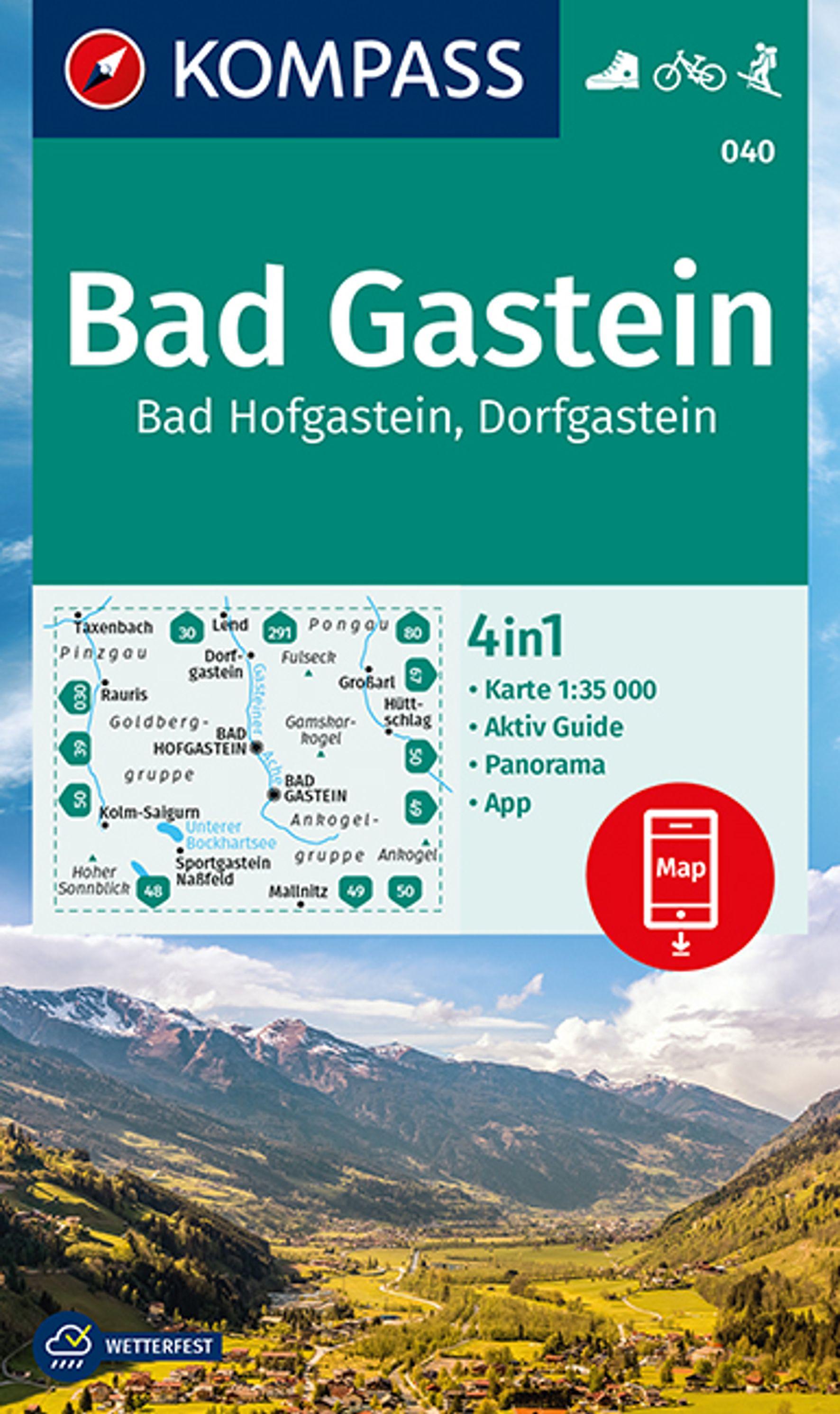 Vorderes Coverbild KOMPASS Wanderkarte 040 Bad Gastein, Bad Hofgastein, Dorfgastein 1:35.000