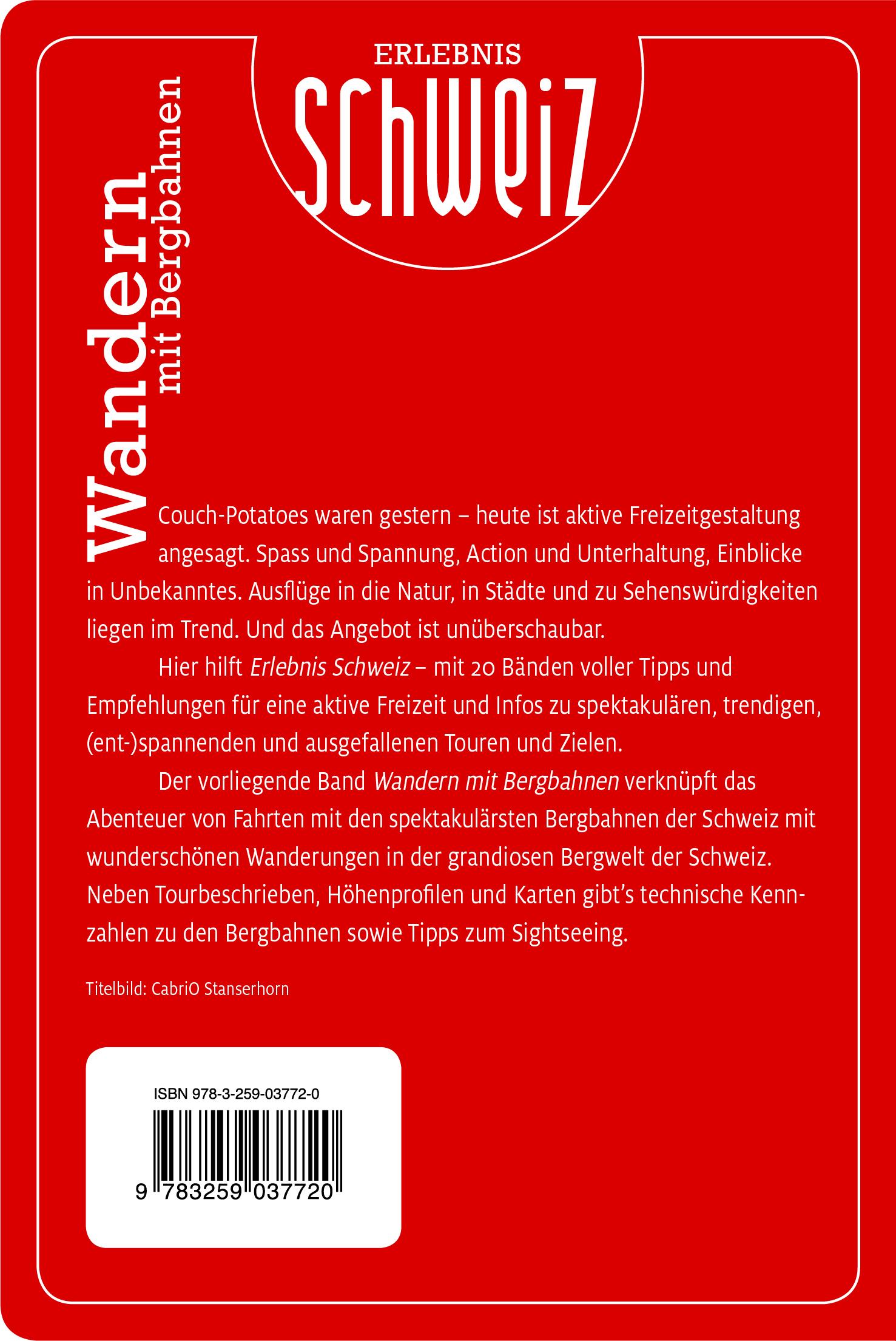 Rückseitencover Wandern mit Bergbahnen Erlebnis Schweiz