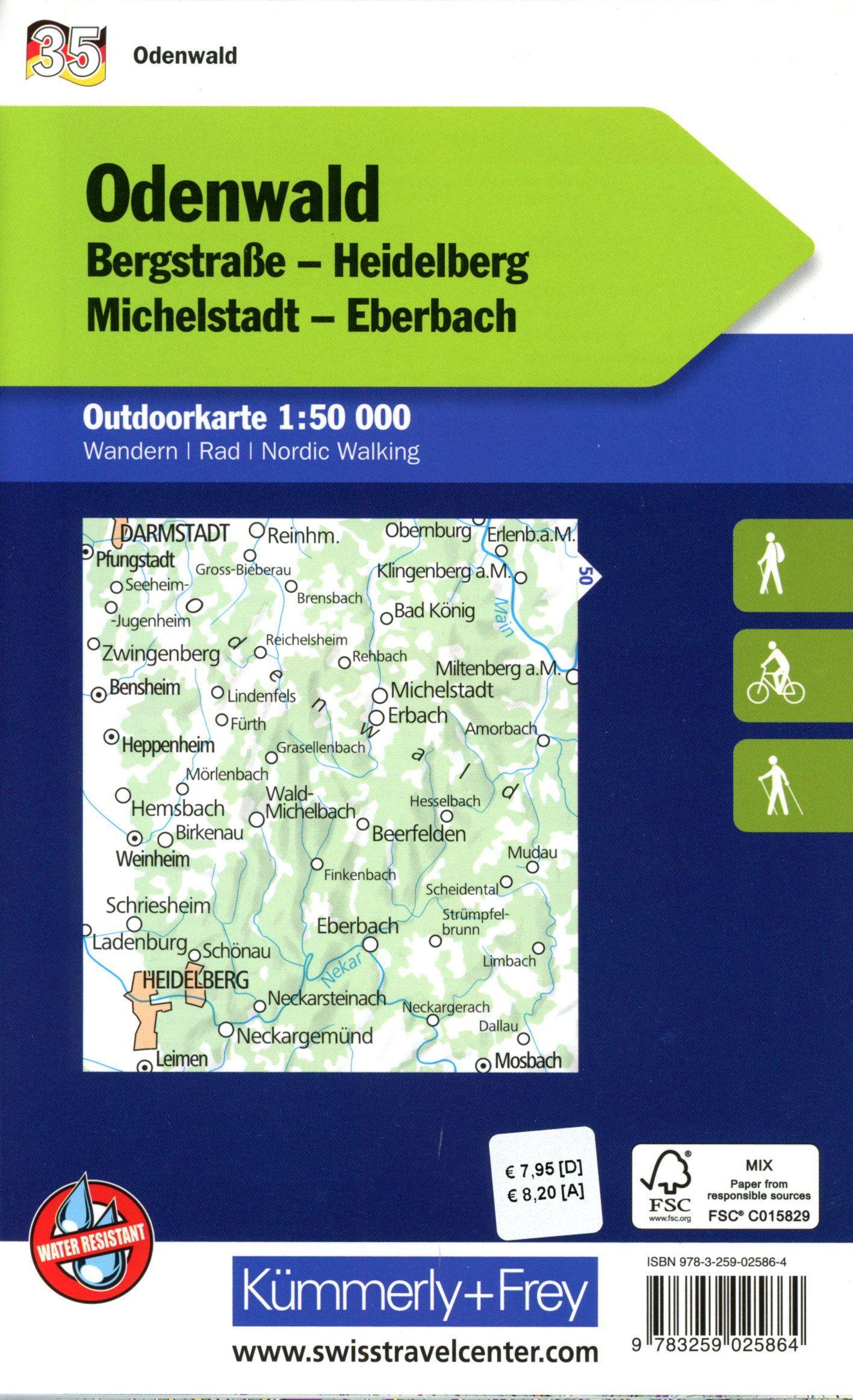 Beispielinhalt (Bild) Odenwald Bergstrasse, Heidelberg, Michelstadt, Eberbach Nr. 35 Outdoorkarte Deutschland 1:50 000