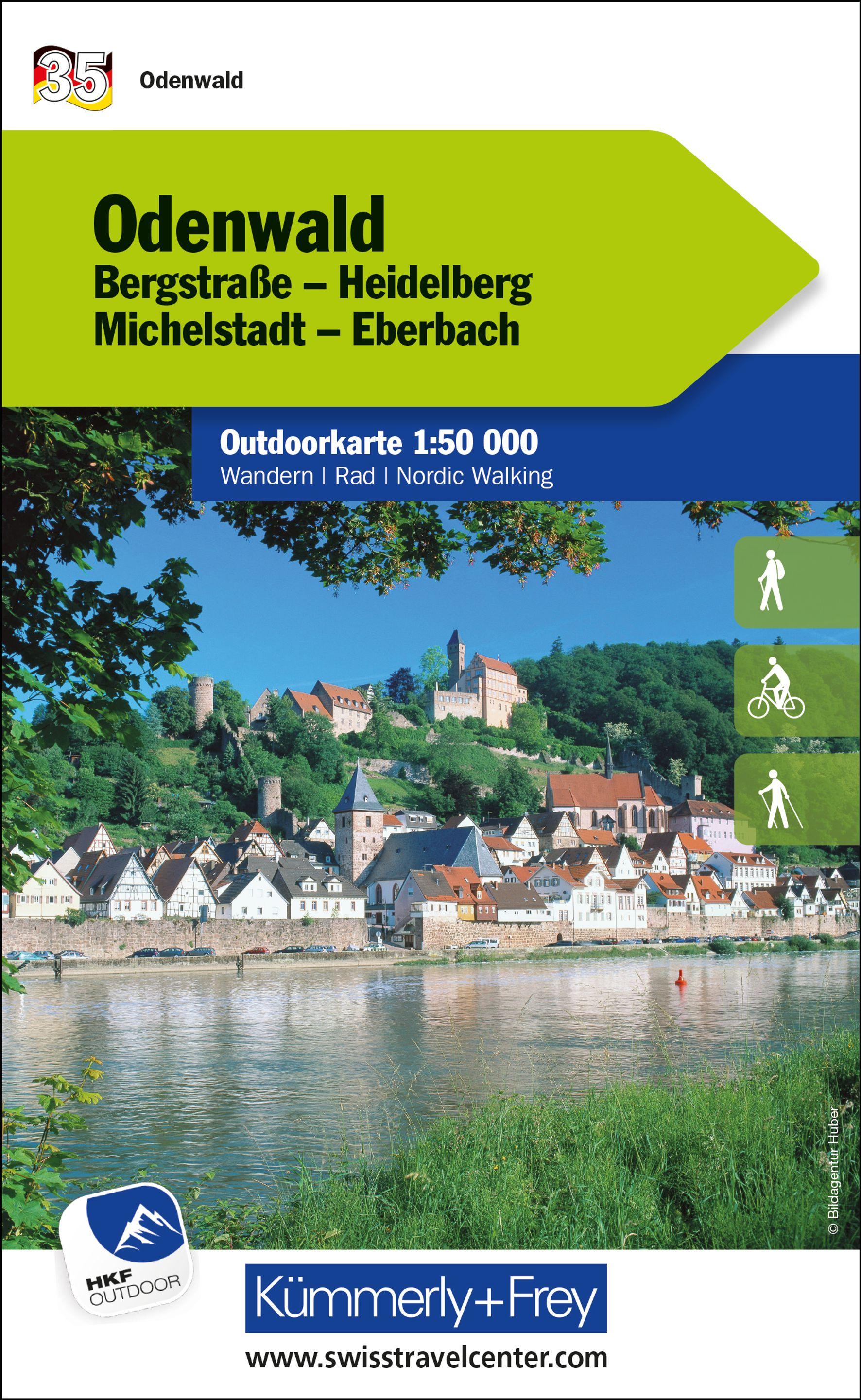 Vorderes Coverbild Odenwald Bergstrasse, Heidelberg, Michelstadt, Eberbach Nr. 35 Outdoorkarte Deutschland 1:50 000