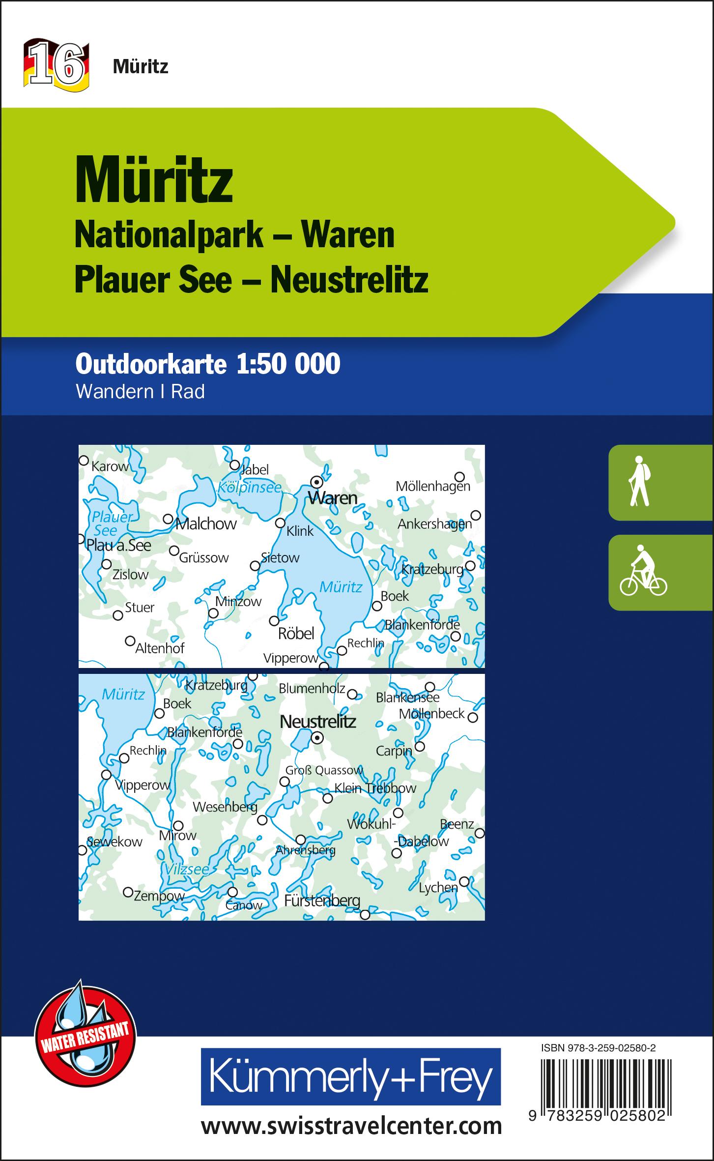 Rückseitencover Müritz Nationalpark, Waren, Plauer See, Neustrelitz, Nr. 16 Outdoorkarte Deutschland 1:50 000