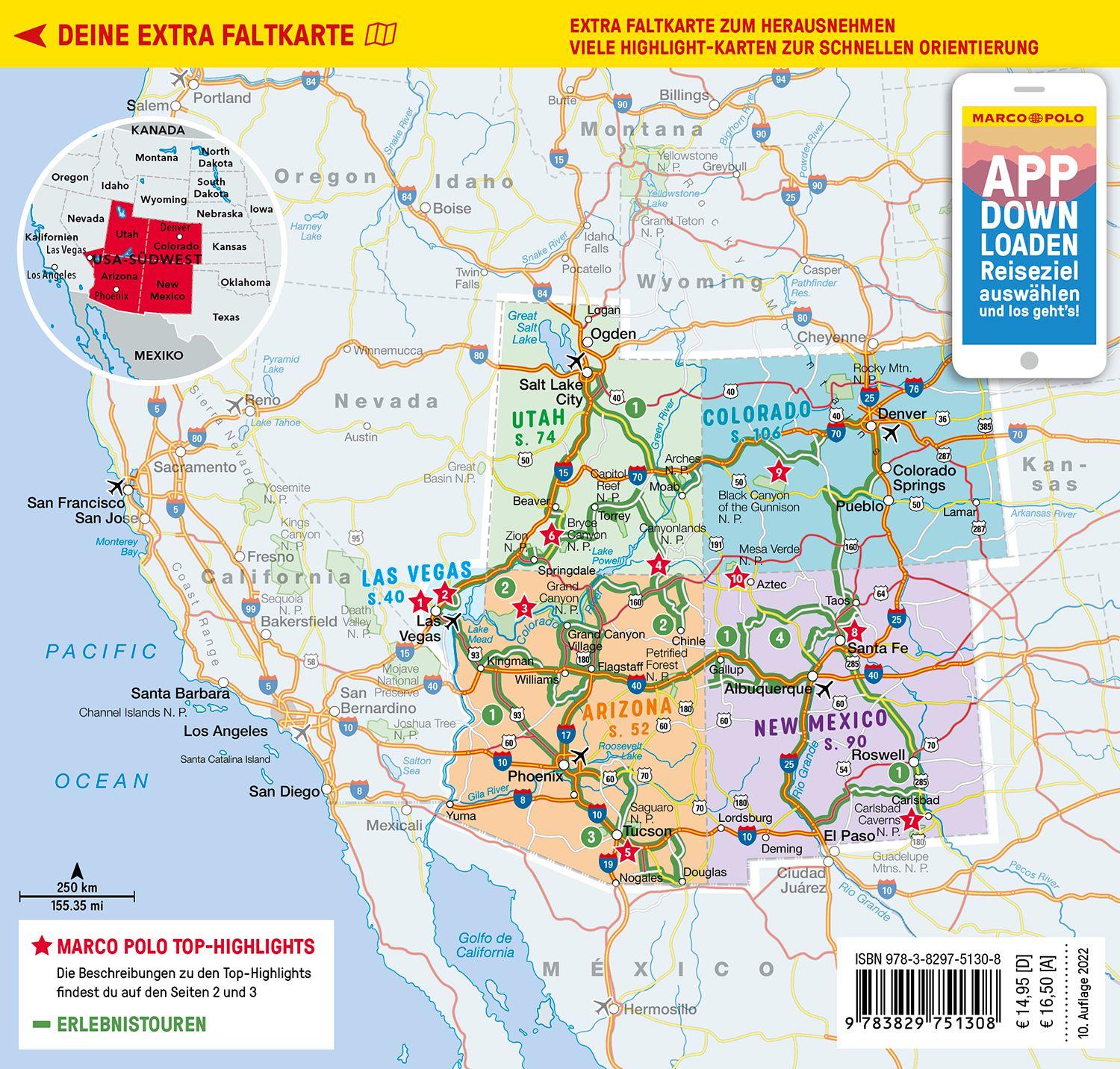 Beispielinhalt (Bild) MARCO POLO Reiseführer USA Südwest, Las Vegas, Colorado, New Mexico, Arizona, Utah