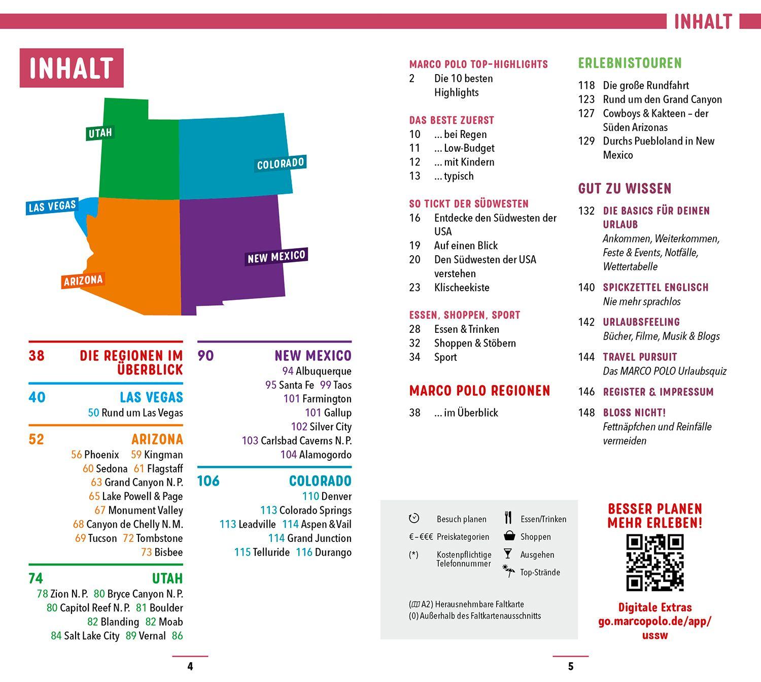 Beispielinhalt (Bild) MARCO POLO Reiseführer USA Südwest, Las Vegas, Colorado, New Mexico, Arizona, Utah