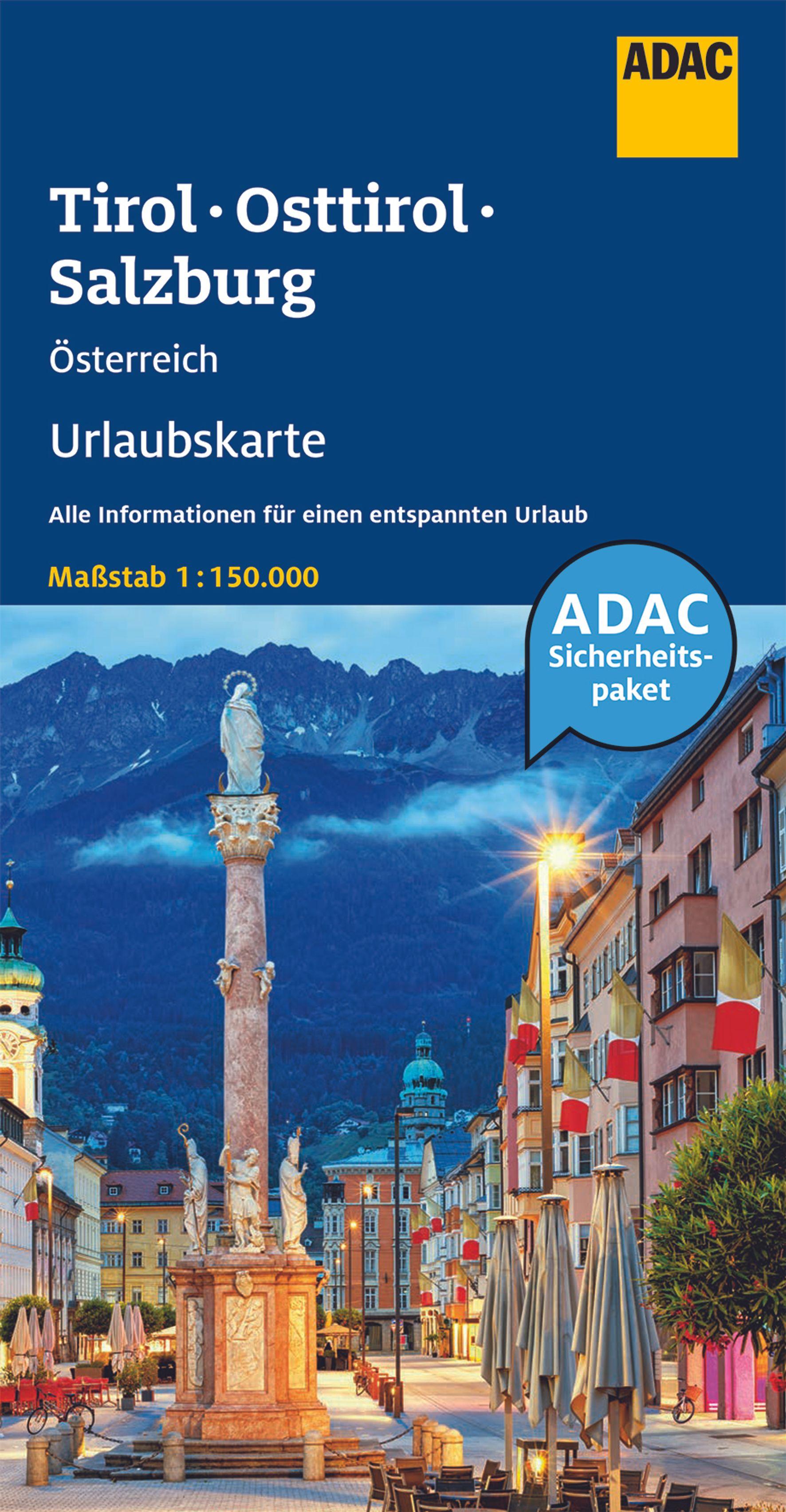 Vorderes Coverbild ADAC Urlaubskarte Österreich 05 Tirol, Osttirol, Salzburg 1:150.000