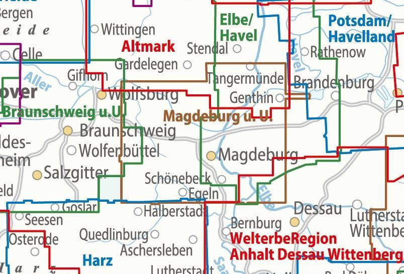 Beispielinhalt (Bild) ADFC-Regionalkarte Magdeburg & Umgebung, 1:75.000, mit Tagestourenvorschlägen, reiß- und wetterfest, E-Bike-geeignet, GPS-Tracks-Download