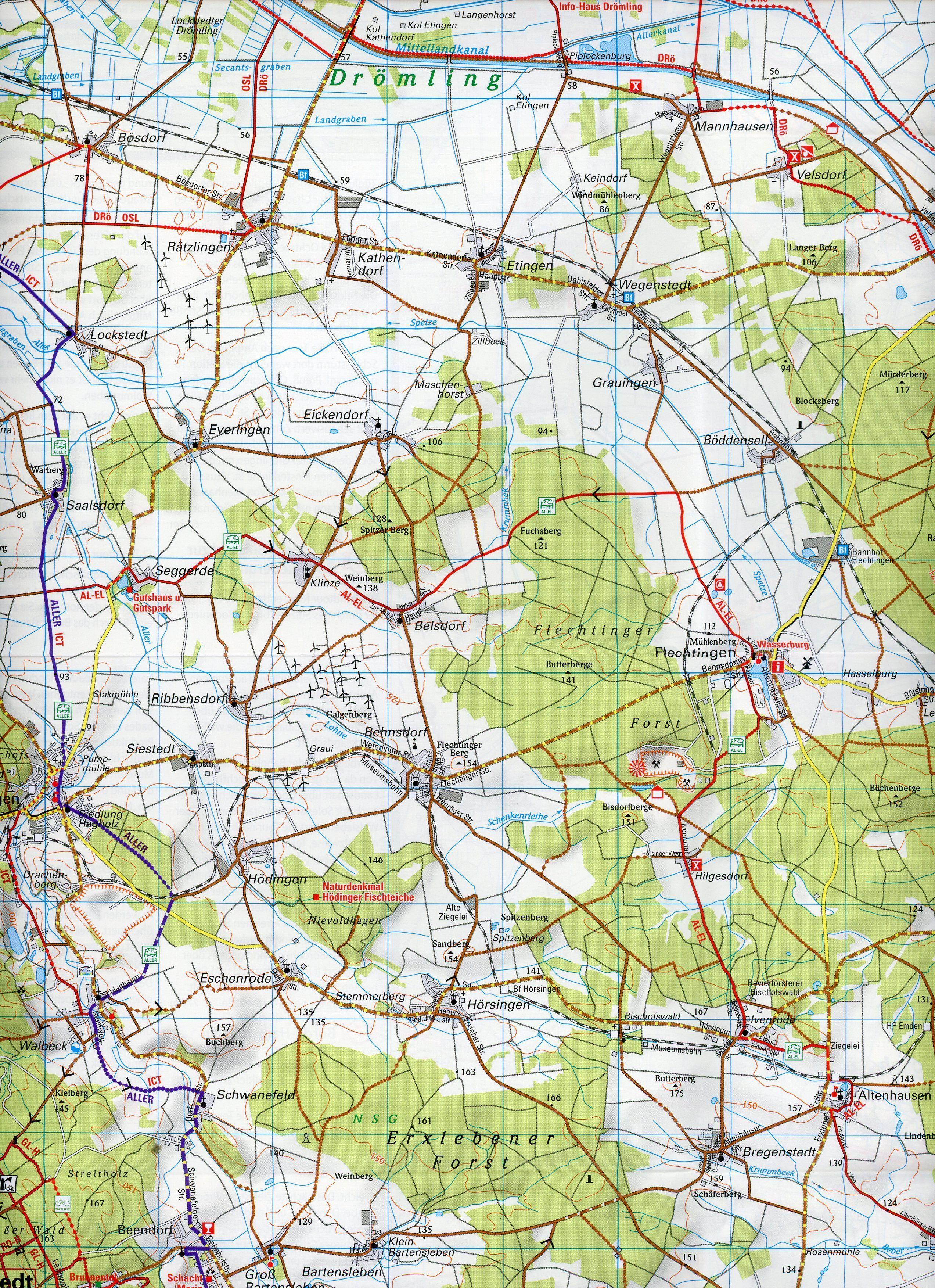 Beispielinhalt (Bild) ADFC-Regionalkarte Magdeburg & Umgebung, 1:75.000, mit Tagestourenvorschlägen, reiß- und wetterfest, E-Bike-geeignet, GPS-Tracks-Download
