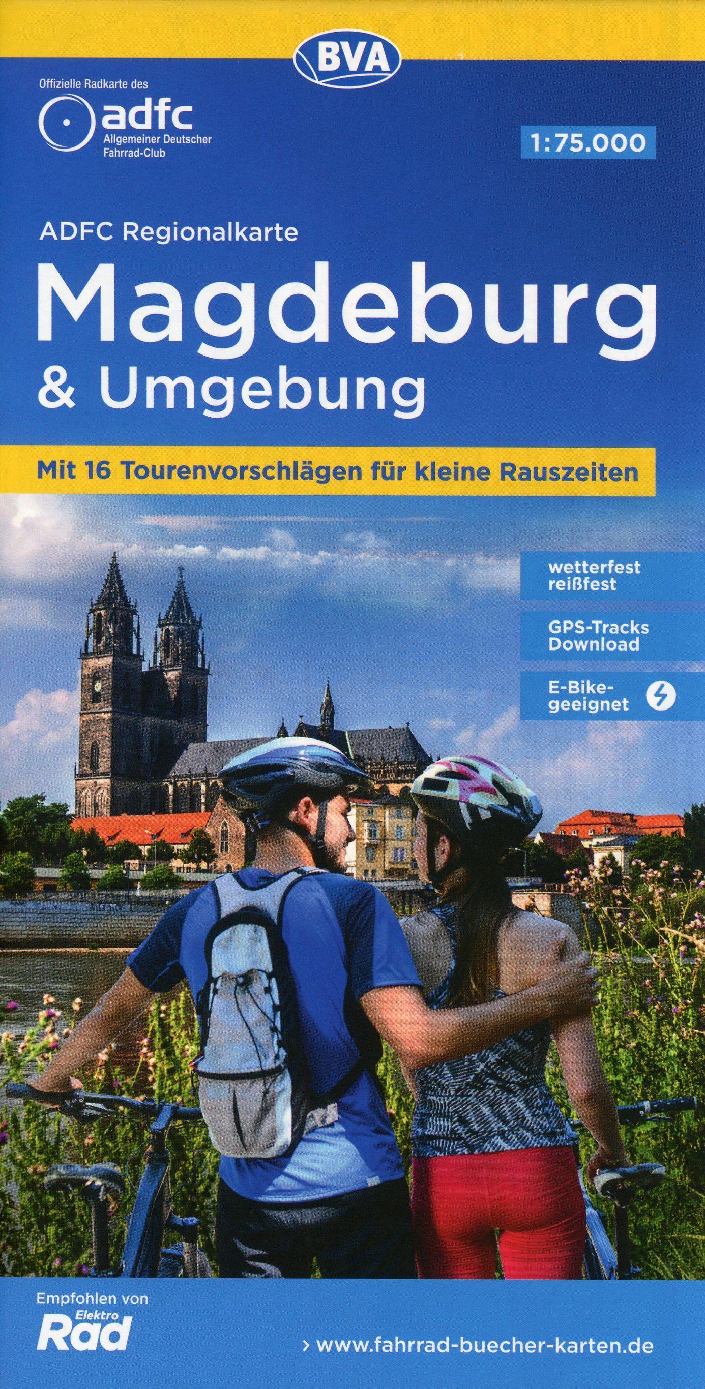 Vorderes Coverbild ADFC-Regionalkarte Magdeburg & Umgebung, 1:75.000, mit Tagestourenvorschlägen, reiß- und wetterfest, E-Bike-geeignet, GPS-Tracks-Download