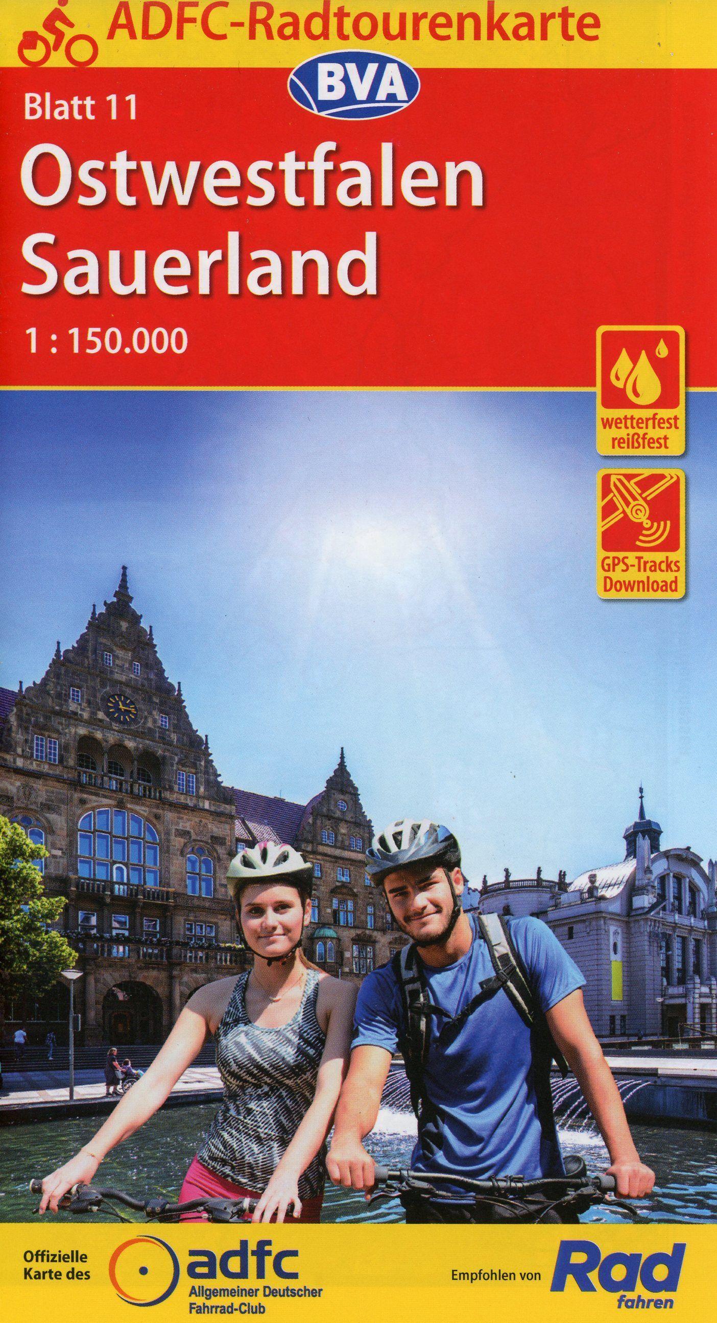 Vorderes Coverbild ADFC-Radtourenkarte 11 Ostwestfalen Sauerland 1:150.000, reiß- und wetterfest, E-Bike geeignet, GPS-Tracks Download