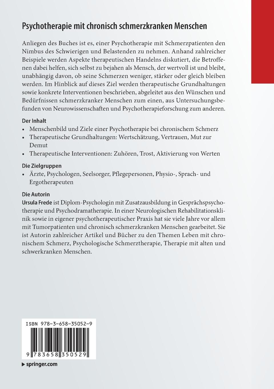 Rückseitencover Psychotherapie mit chronisch schmerzkranken Menschen