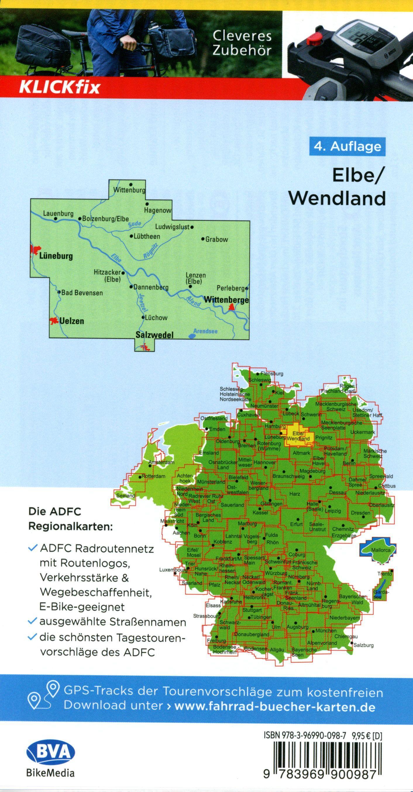 Beispielinhalt (Bild) ADFC-Regionalkarte Elbe Wendland, 1:75.000, mit Tagestourenvorschlägen, reiß- und wetterfest, E-Bike-geeignet, GPS-Tracks Download