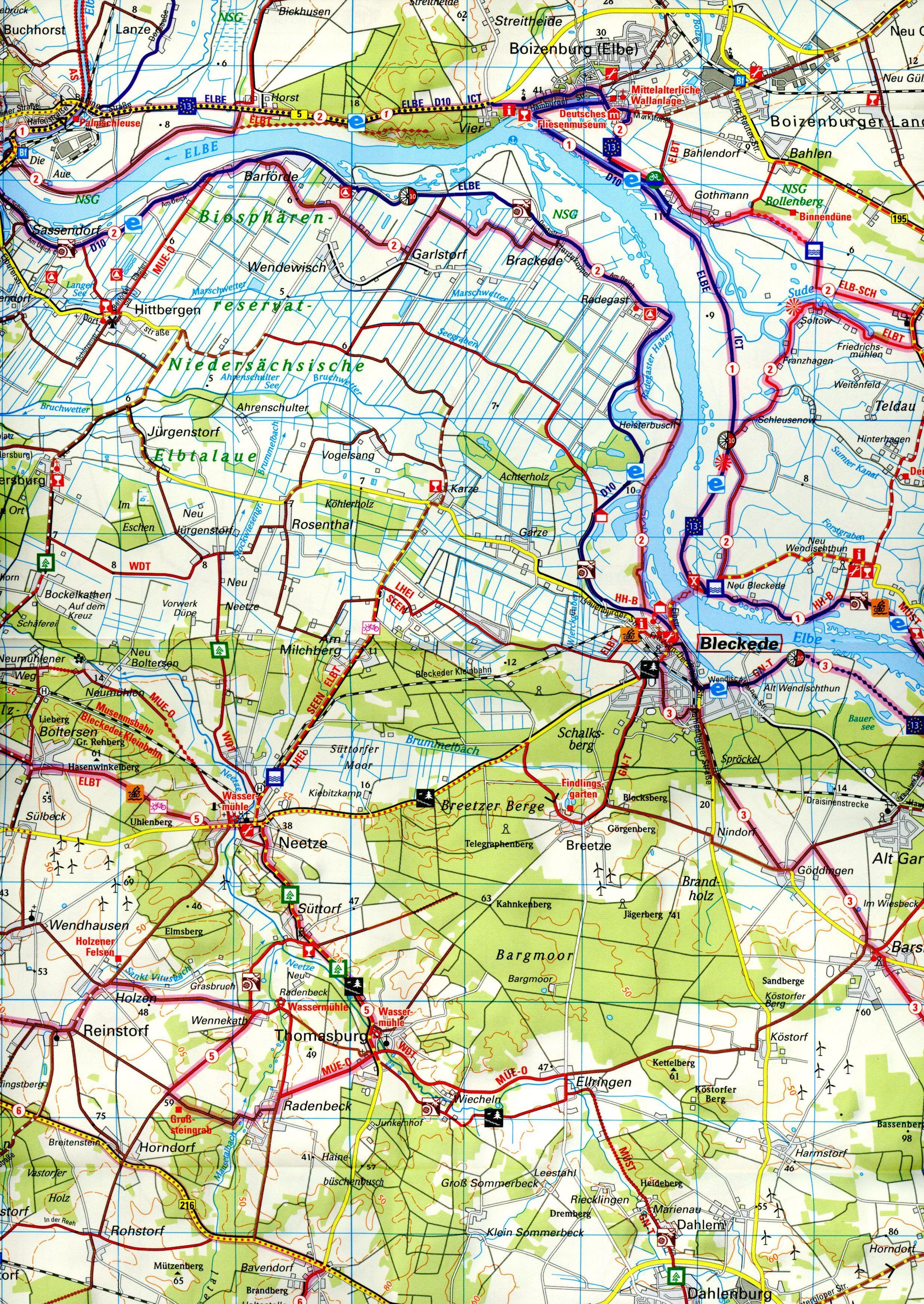 Beispielinhalt (Bild) ADFC-Regionalkarte Elbe Wendland, 1:75.000, mit Tagestourenvorschlägen, reiß- und wetterfest, E-Bike-geeignet, GPS-Tracks Download