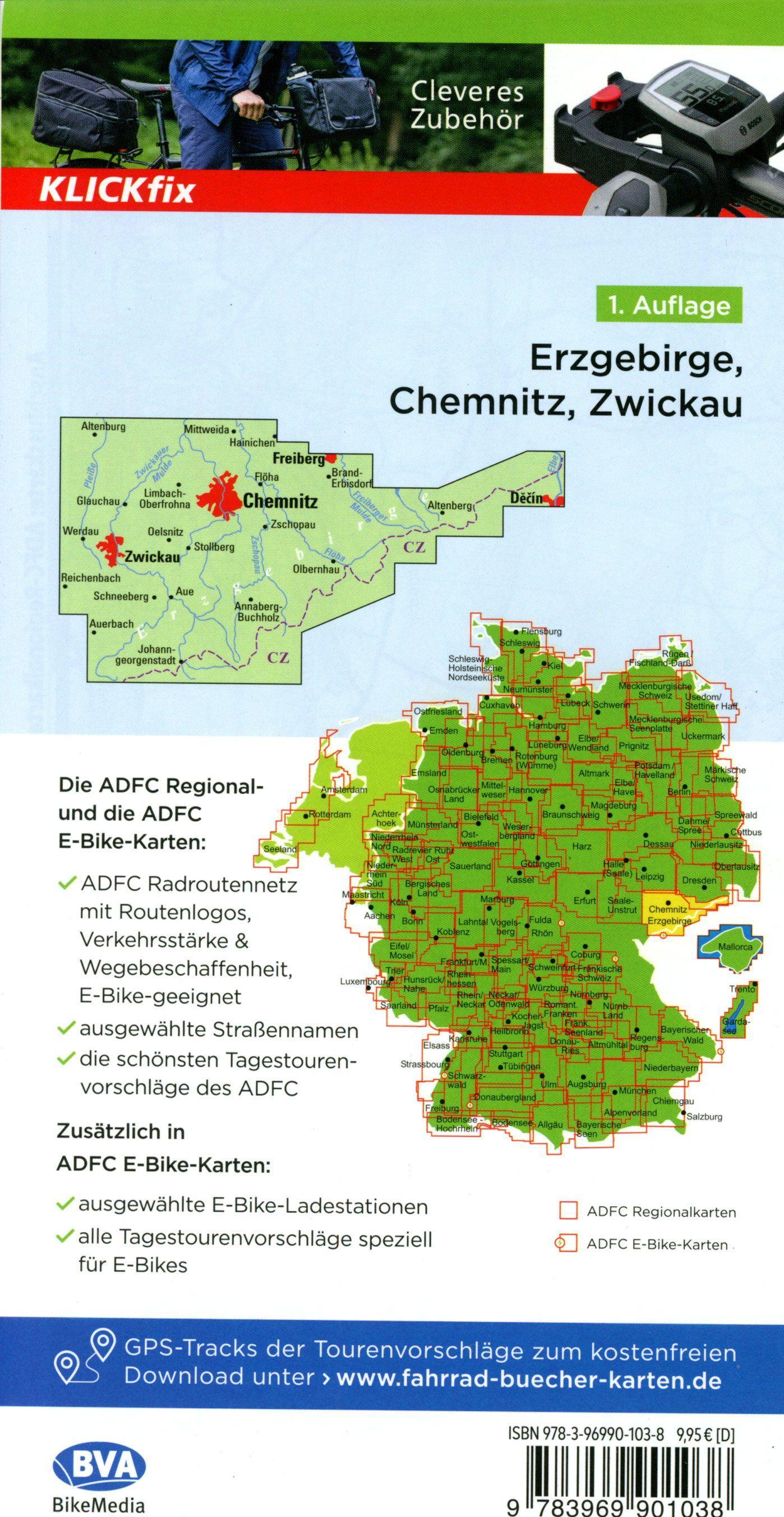 Beispielinhalt (Bild) ADFC-Regionalkarte Traumhafte E-Bike-Touren im Erzgebirge, 1:75.000, mit Tagestourenvorschlägen, reiß- und wetterfest, GPS-Tracks Download