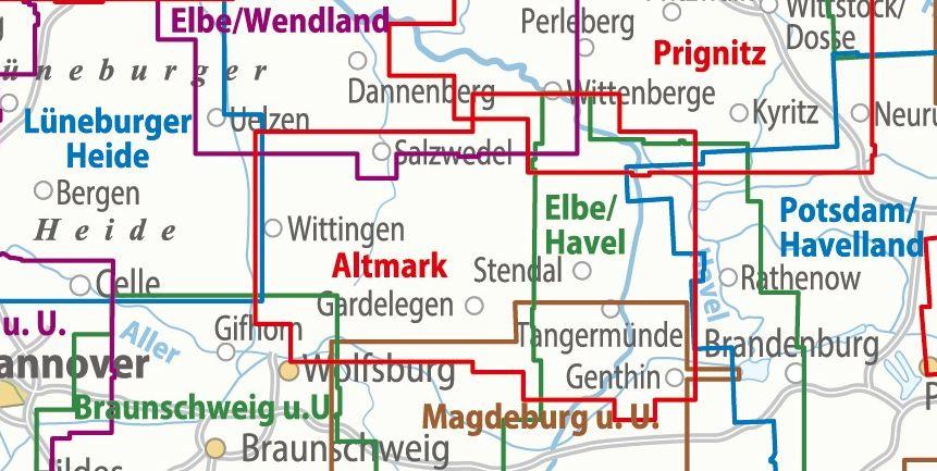 Beispielinhalt (Bild) ADFC Regionalkarte Altmark, 1:75.000, mit Tagestourenvorschlägen, reiß- und wetterfest, E-Bike-geeignet, mit Knotenpunkten, GPS-Tracks Download