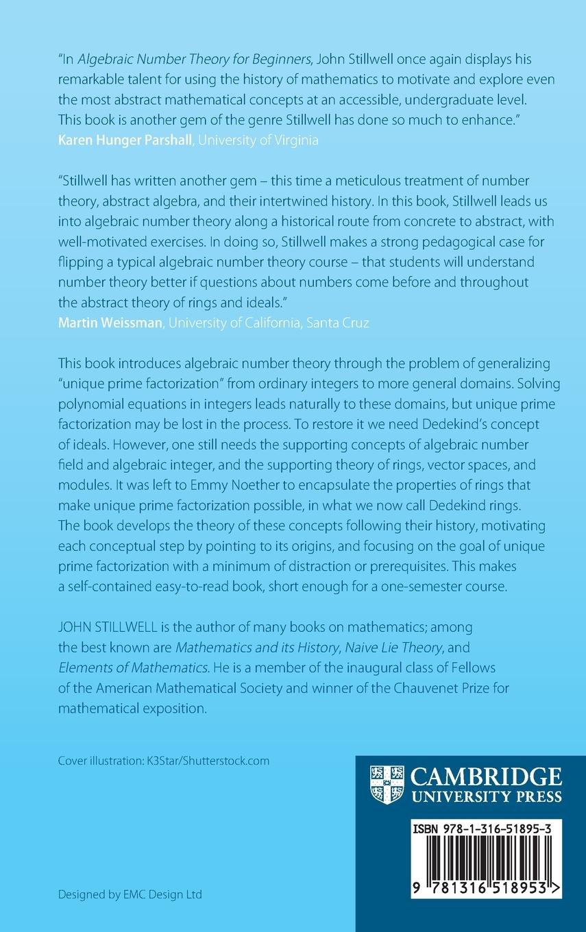 Rückseitencover Algebraic Number Theory for Beginners