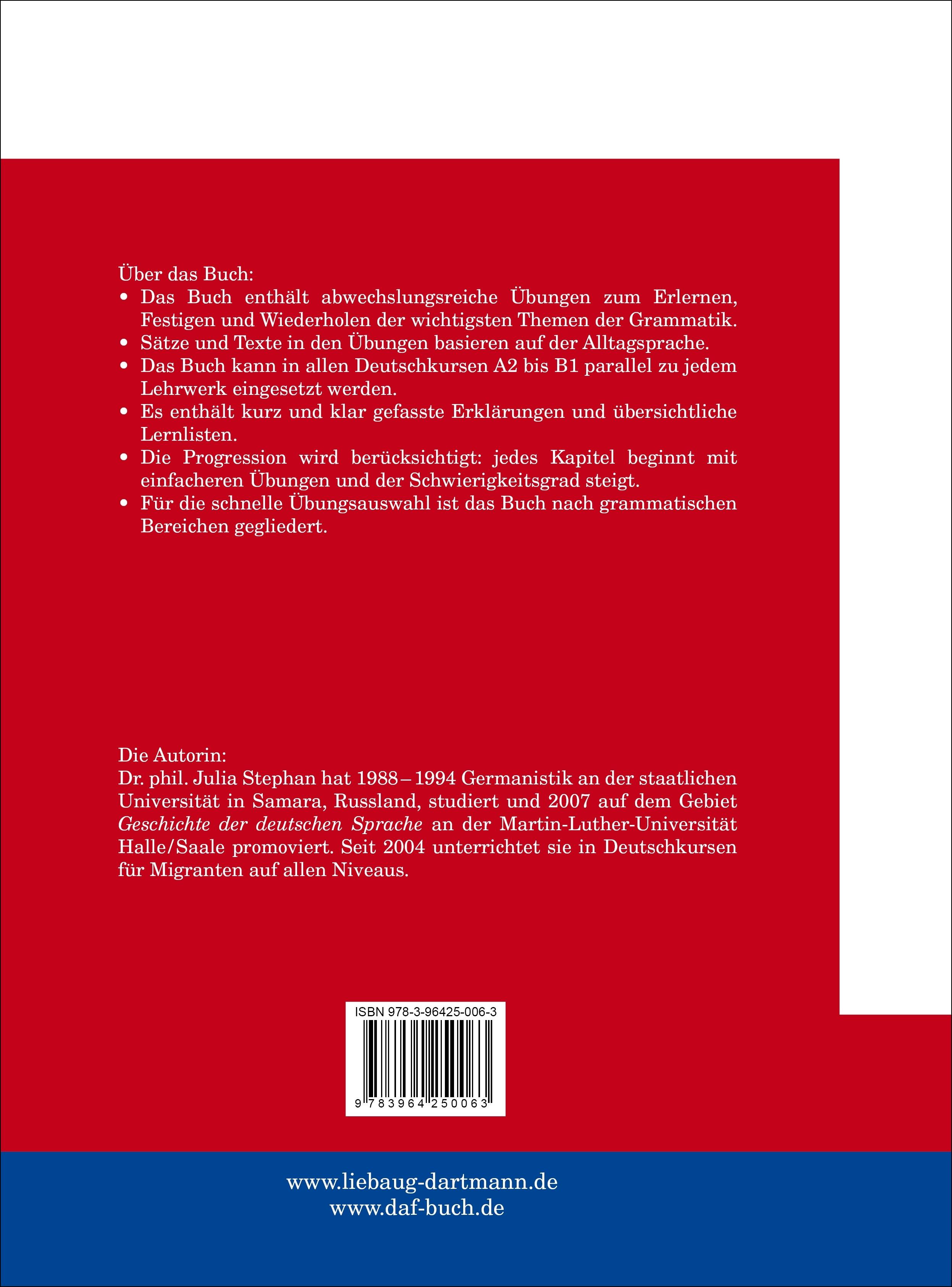 Rückseitencover Übungen zur deutschen Grammatik