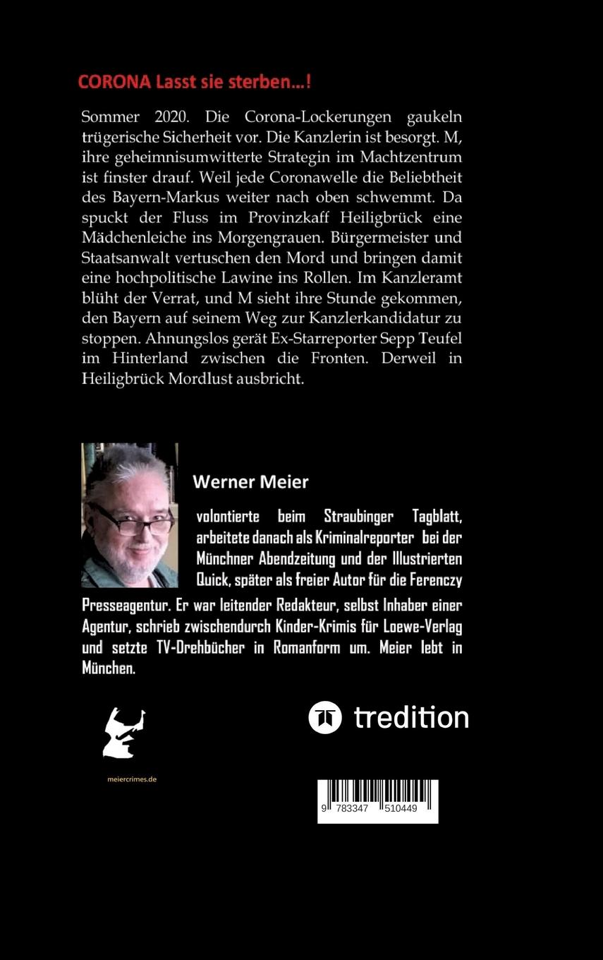 Rückseitencover CORONA Lasst sie sterben...brandaktueller Gegenwartskrimi