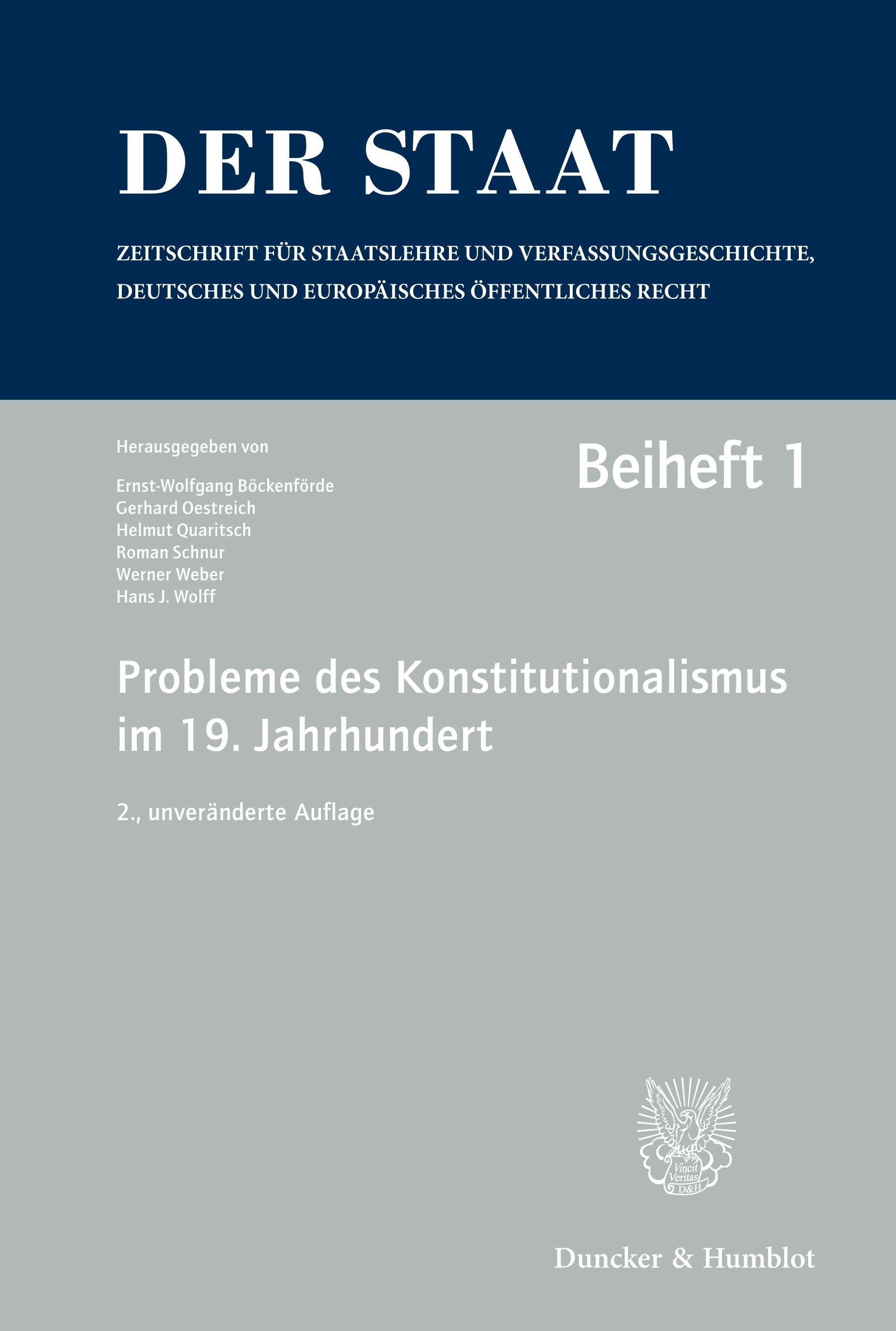 Vorderes Coverbild Probleme des Konstitutionalismus im 19. Jahrhundert