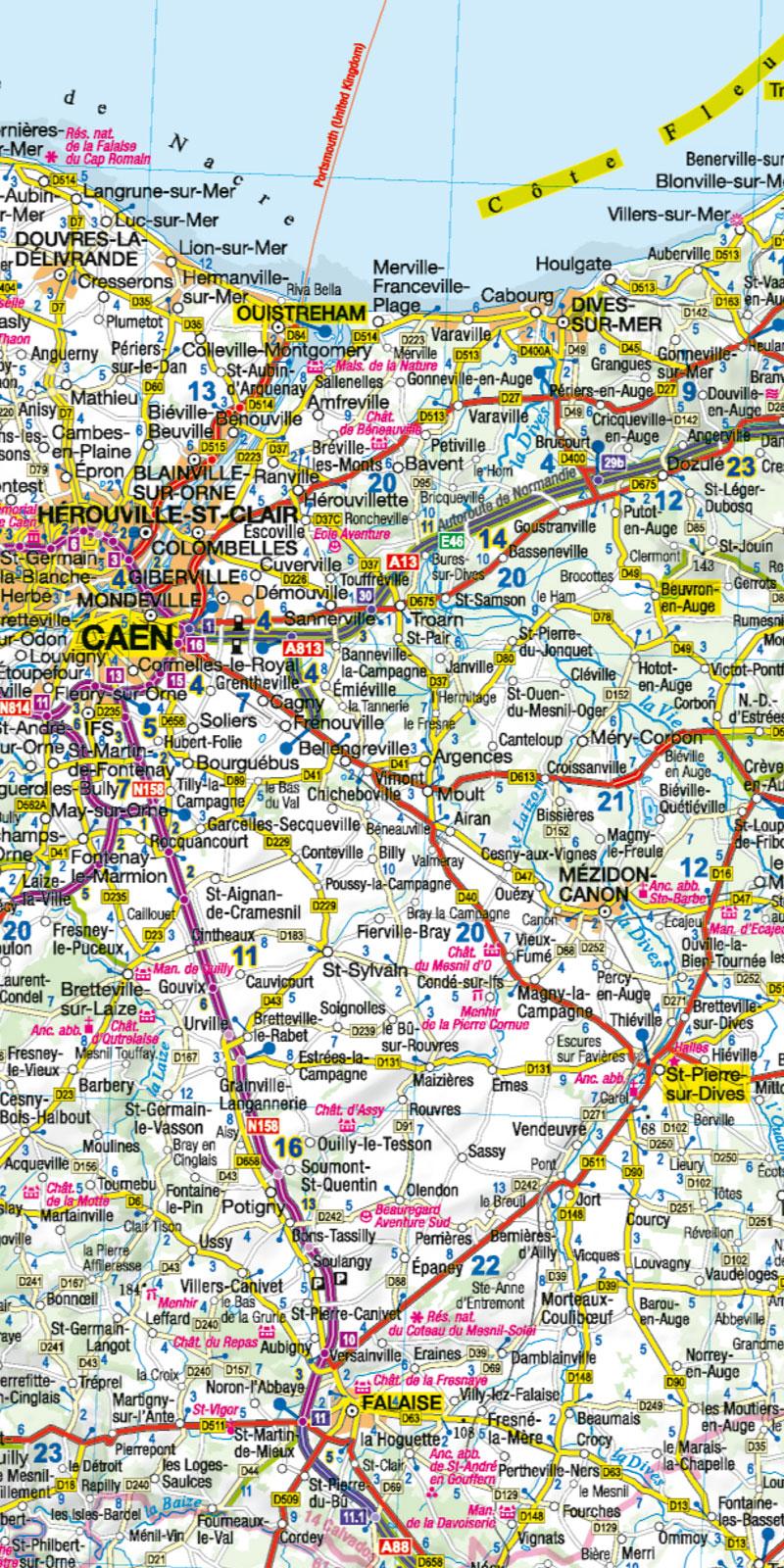 Beispielinhalt (Bild) MoTourMaps Normandie Auto- und Motorradkarte 1:300.000