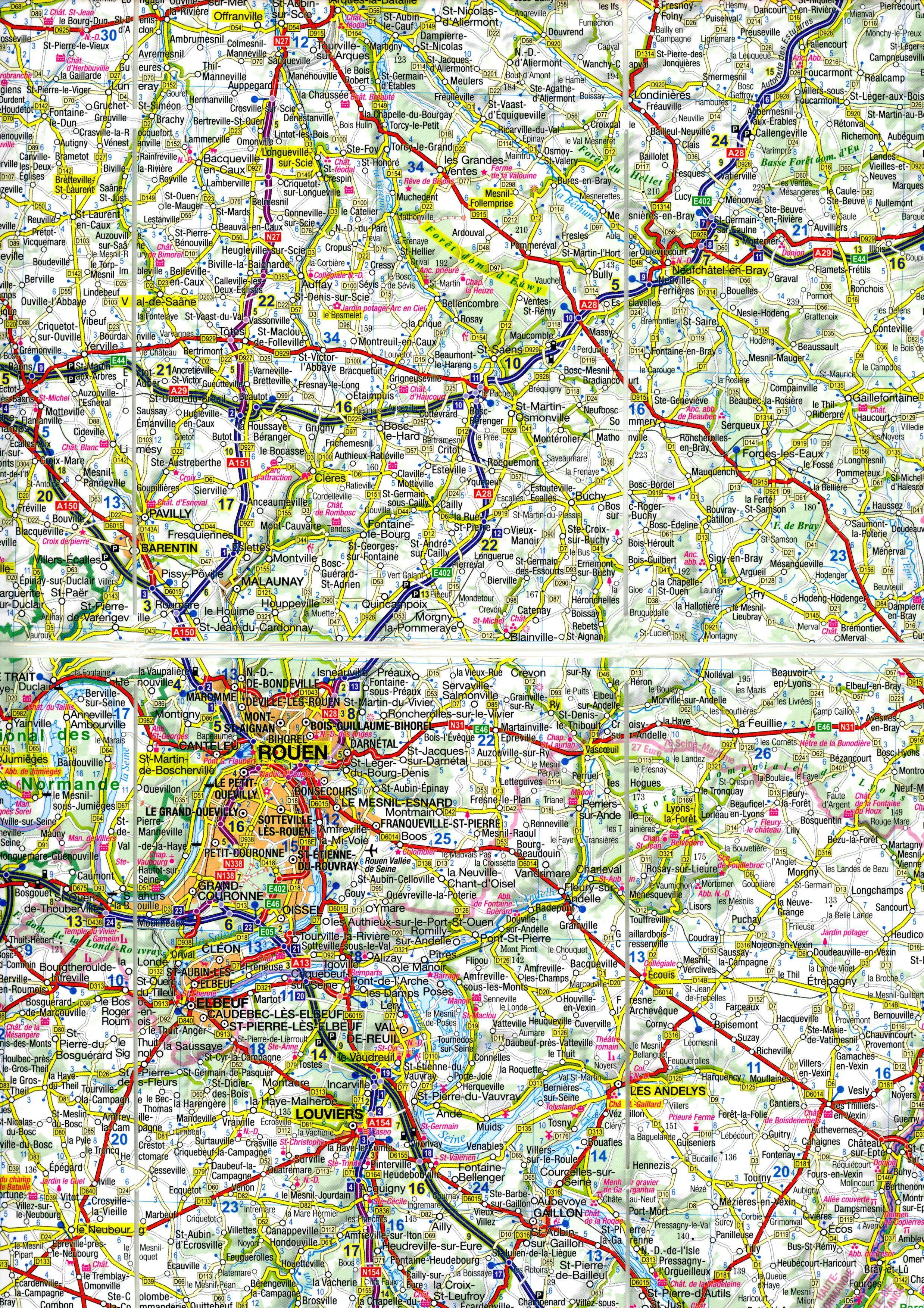 Beispielinhalt (Bild) MoTourMaps Normandie Auto- und Motorradkarte 1:300.000