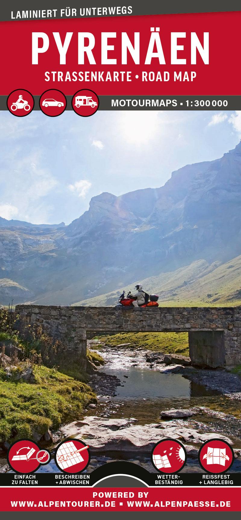Vorderes Coverbild MoTourMaps Pyrenäen (Frankreich - Spanien) Auto- und Motorradkarte 1:300.000