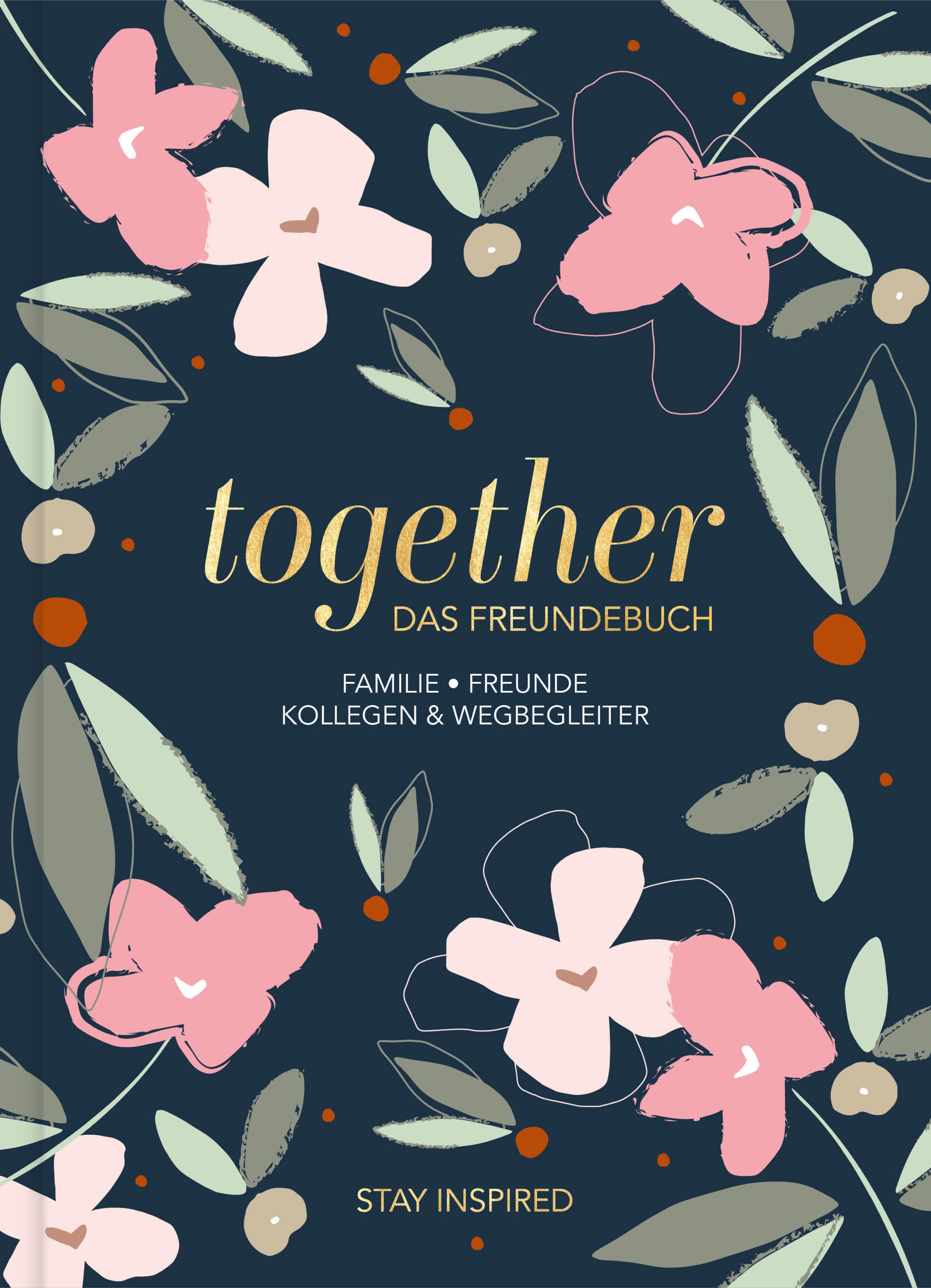 Vorderes Coverbild Freundebuch für Erwachsene | Album zum Ausfüllen für Freunde und Kollegen mit edler Goldprägung | Freundschaftsbuch, Poesiealbum, Erinnerungsalbum als Geschenk