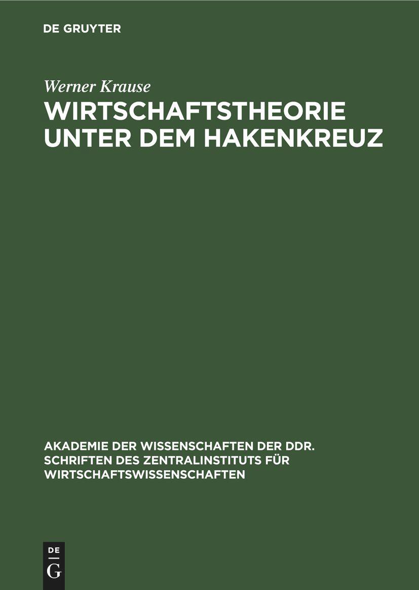 Vorderes Coverbild Wirtschaftstheorie unter dem Hakenkreuz