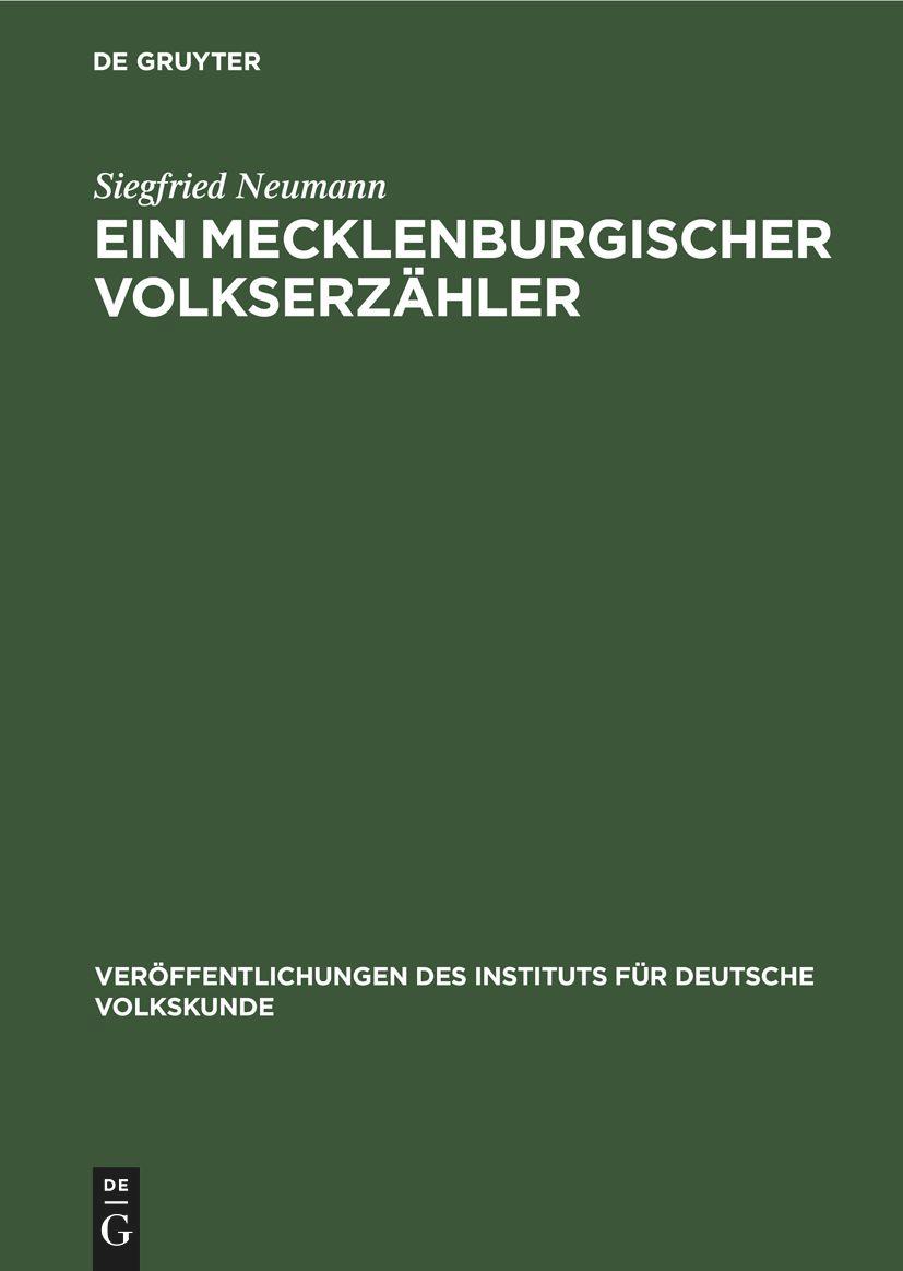 Vorderes Coverbild Ein Mecklenburgischer Volkserzähler