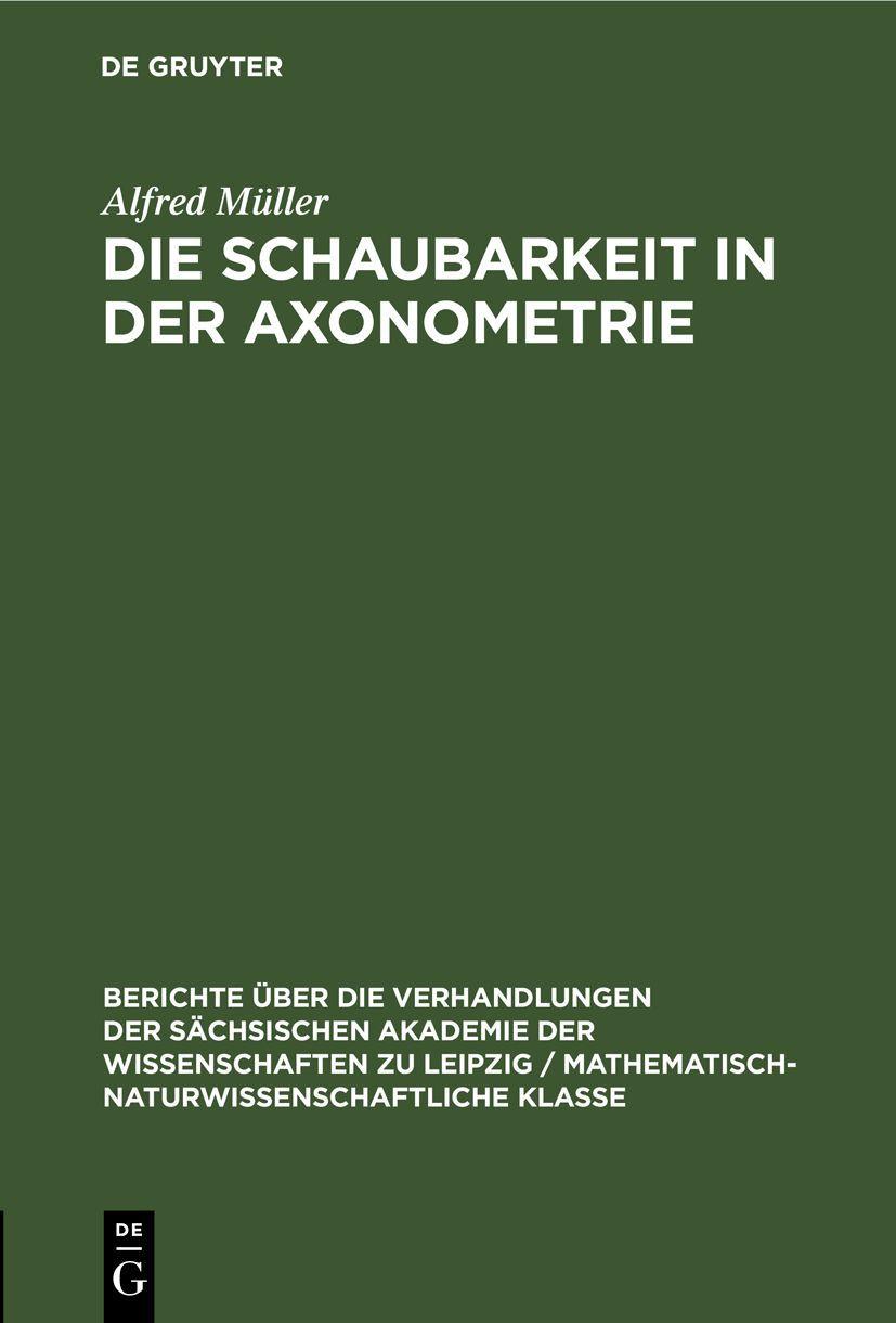 Vorderes Coverbild Die Schaubarkeit in der Axonometrie