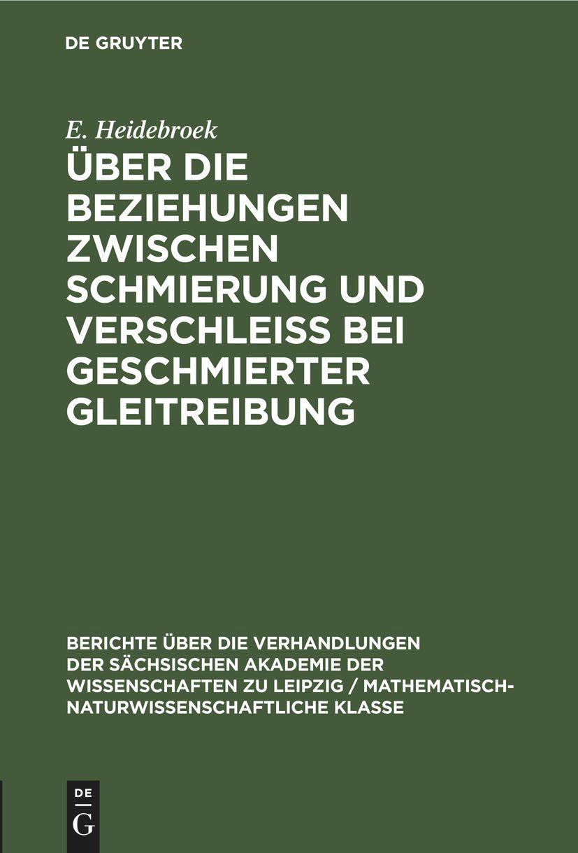 Vorderes Coverbild Über die Beziehungen zwischen Schmierung und Verschleiss bei geschmierter Gleitreibung