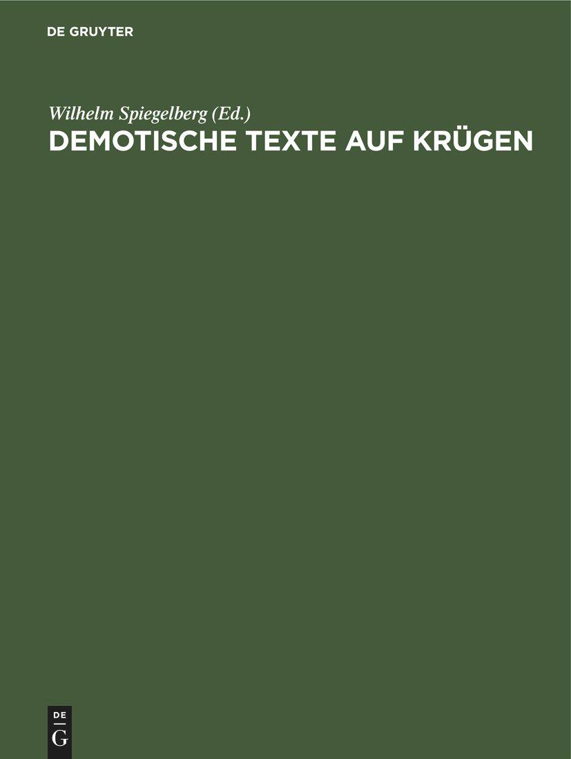 Vorderes Coverbild Demotische Texte auf Krügen