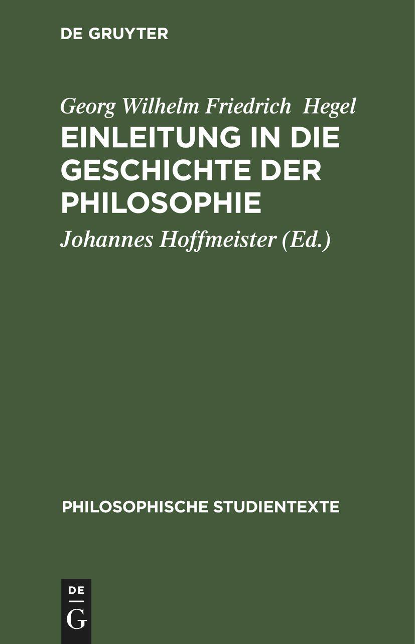 Vorderes Coverbild Einleitung in die Geschichte der Philosophie