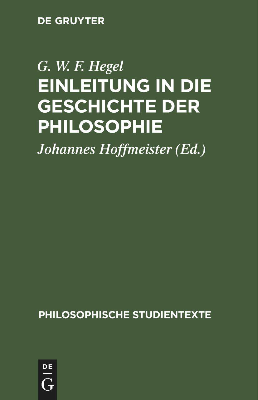 Vorderes Coverbild Einleitung in die Geschichte der Philosophie