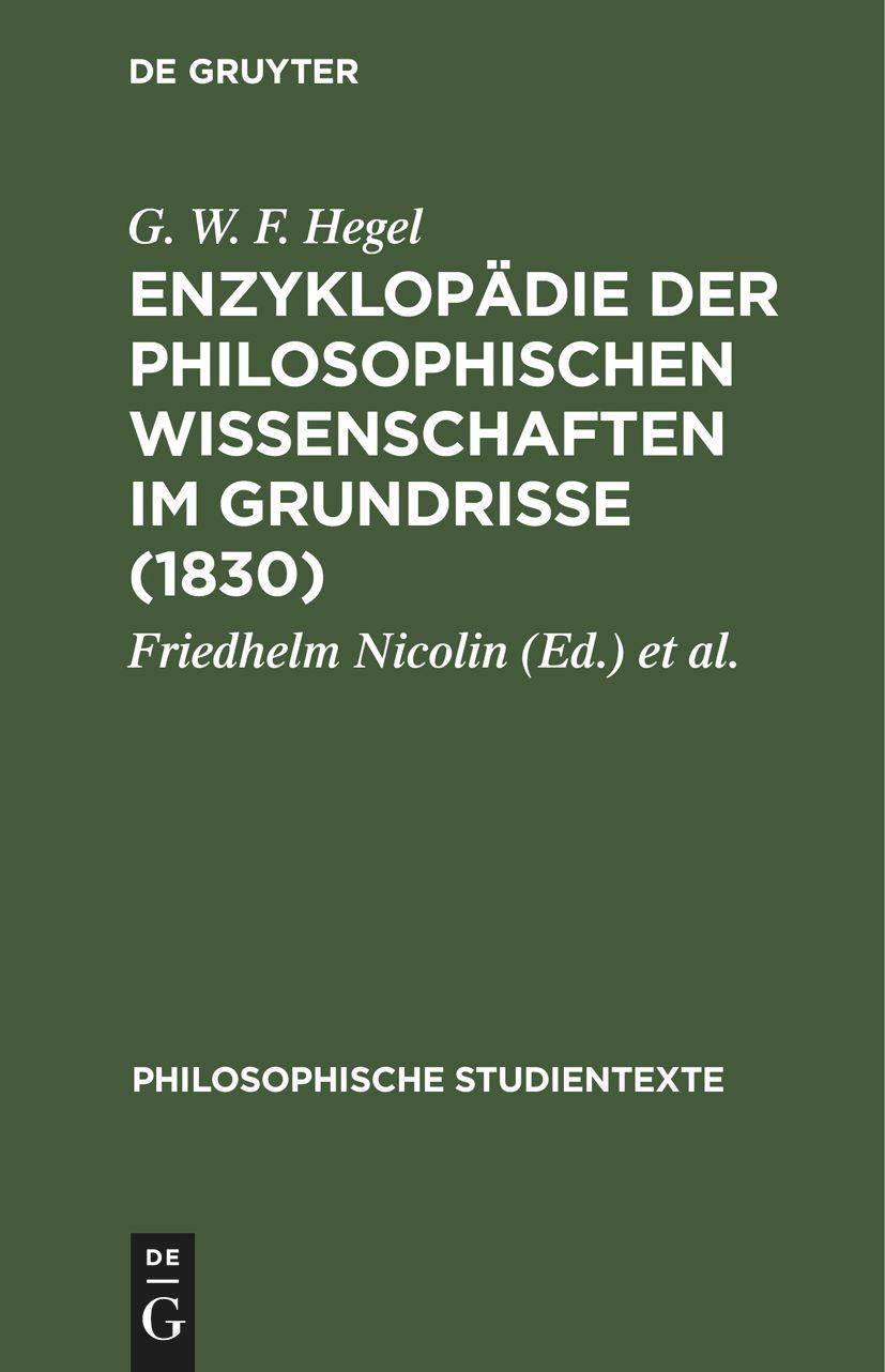 Vorderes Coverbild Enzyklopädie der philosophischen Wissenschaften im Grundrisse (1830)