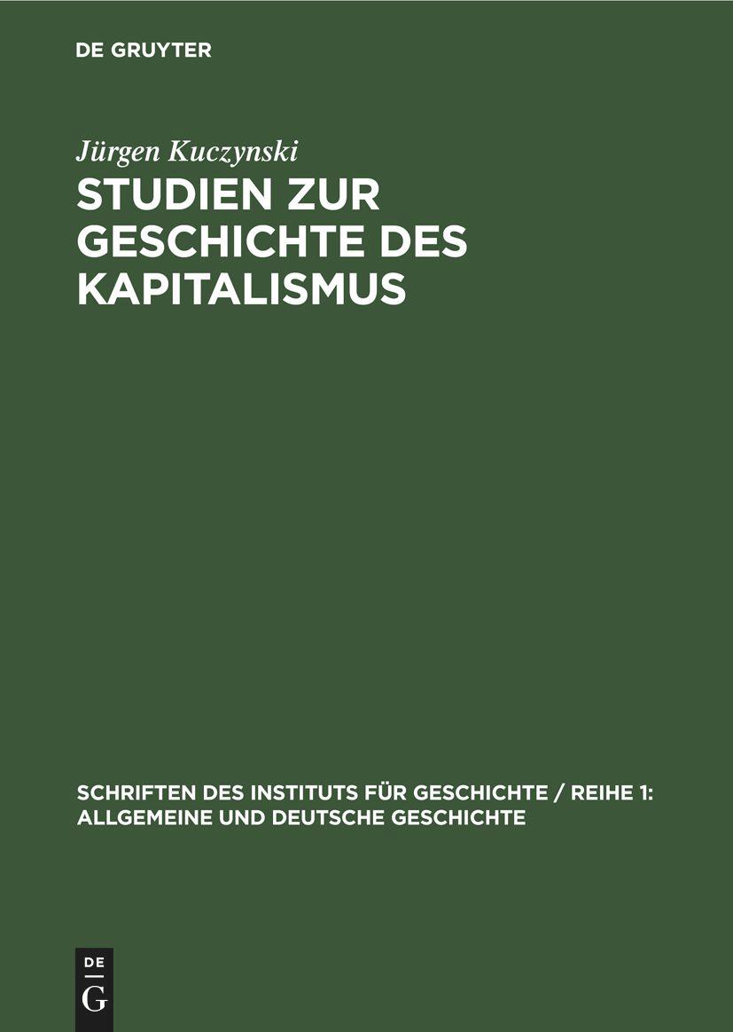 Vorderes Coverbild Studien zur Geschichte des Kapitalismus