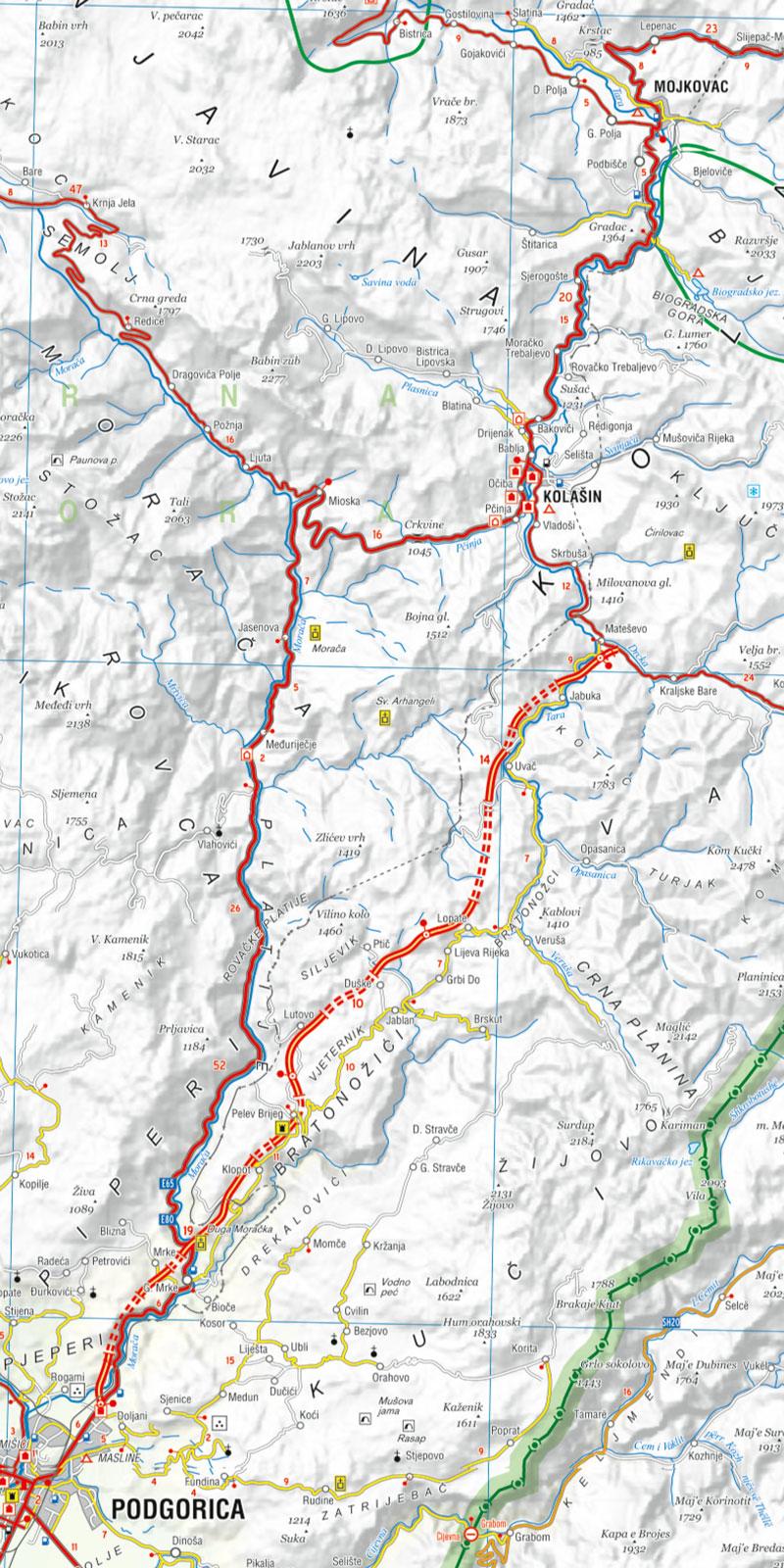 Beispielinhalt (Bild) MoTourMaps Montenegro & Albanien Nord Auto- und Motorradkarte 1:250.000