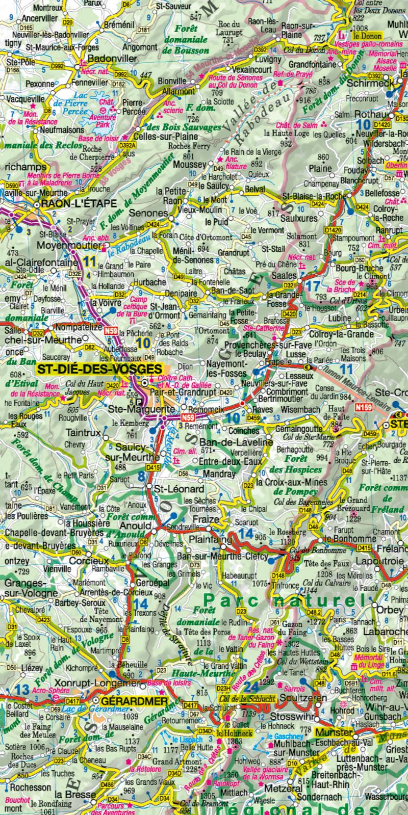 Beispielinhalt (Bild) MoTourMaps Elsass & Lothringen Auto- und Motorradkarte 1:275.000