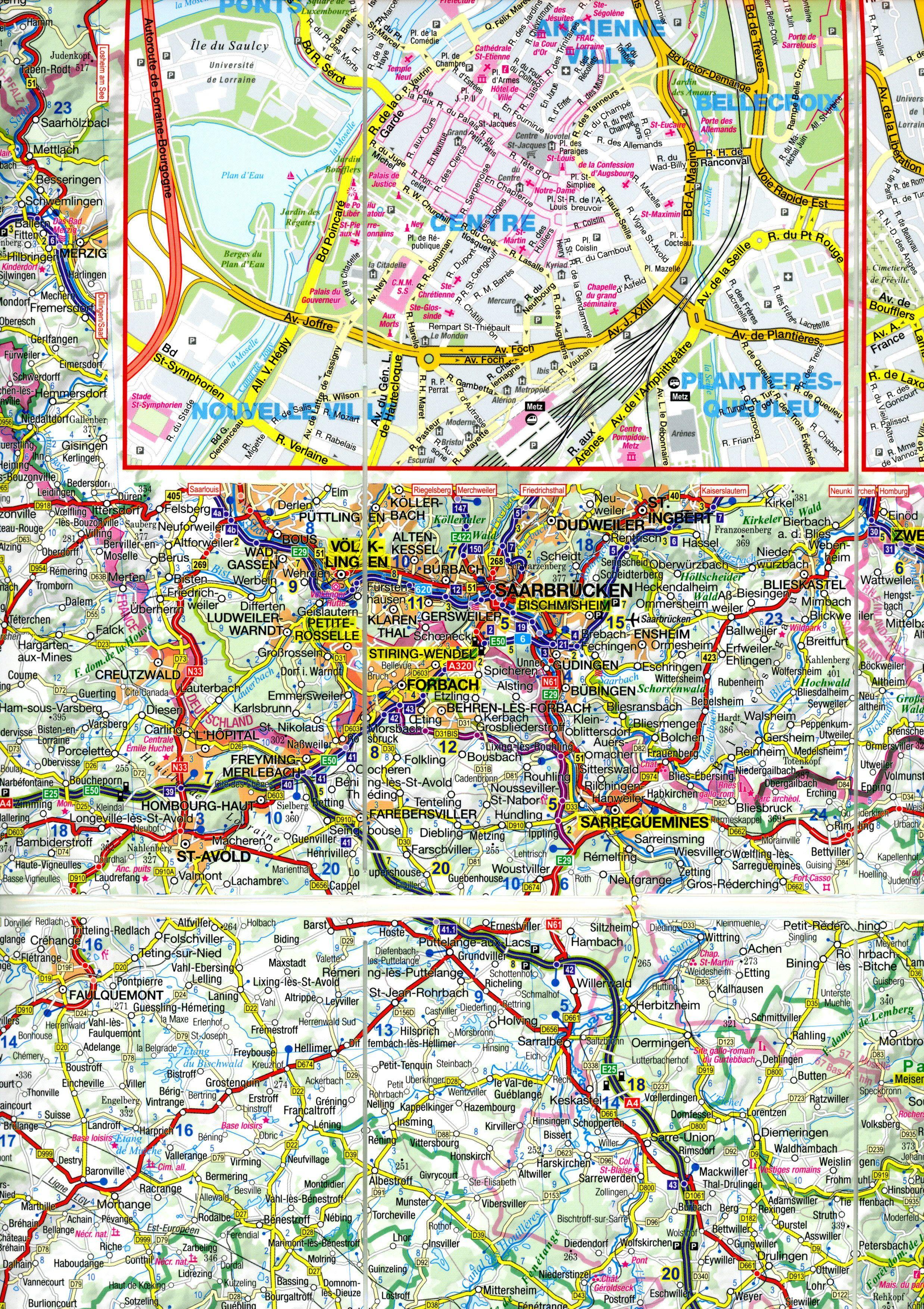 Beispielinhalt (Bild) MoTourMaps Elsass & Lothringen Auto- und Motorradkarte 1:275.000