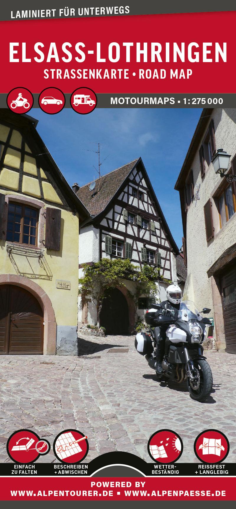 Vorderes Coverbild MoTourMaps Elsass & Lothringen Auto- und Motorradkarte 1:275.000