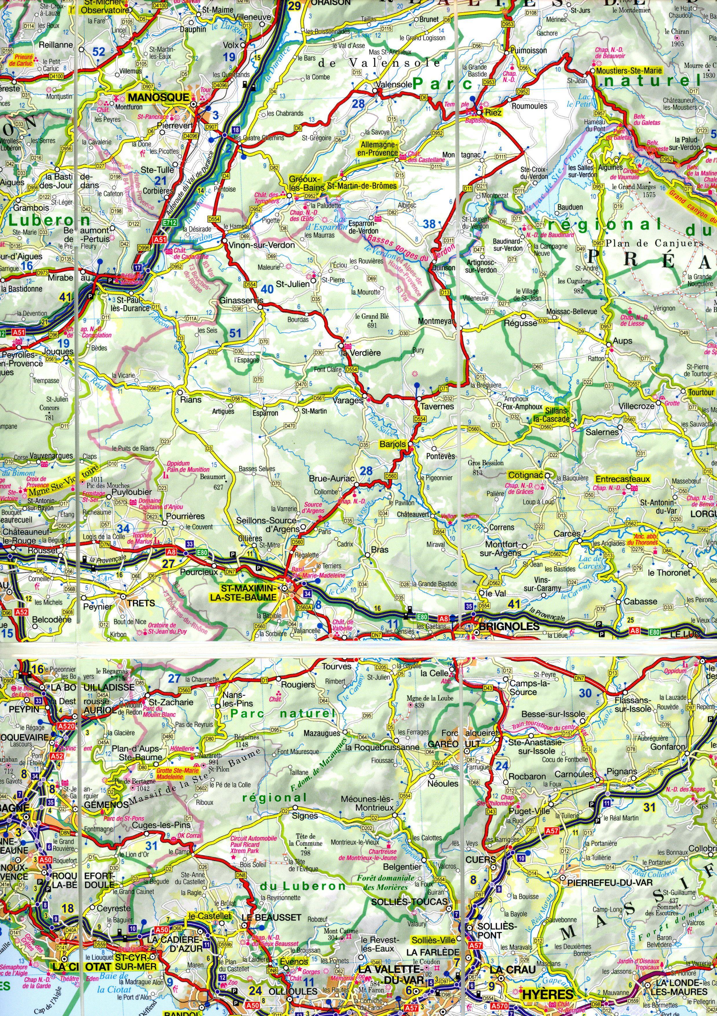 Beispielinhalt (Bild) MoTourMaps Provence-Alpes-Côte d'Azur (Französische Alpen Süd) Auto- und Motorradkarte 1:300.000