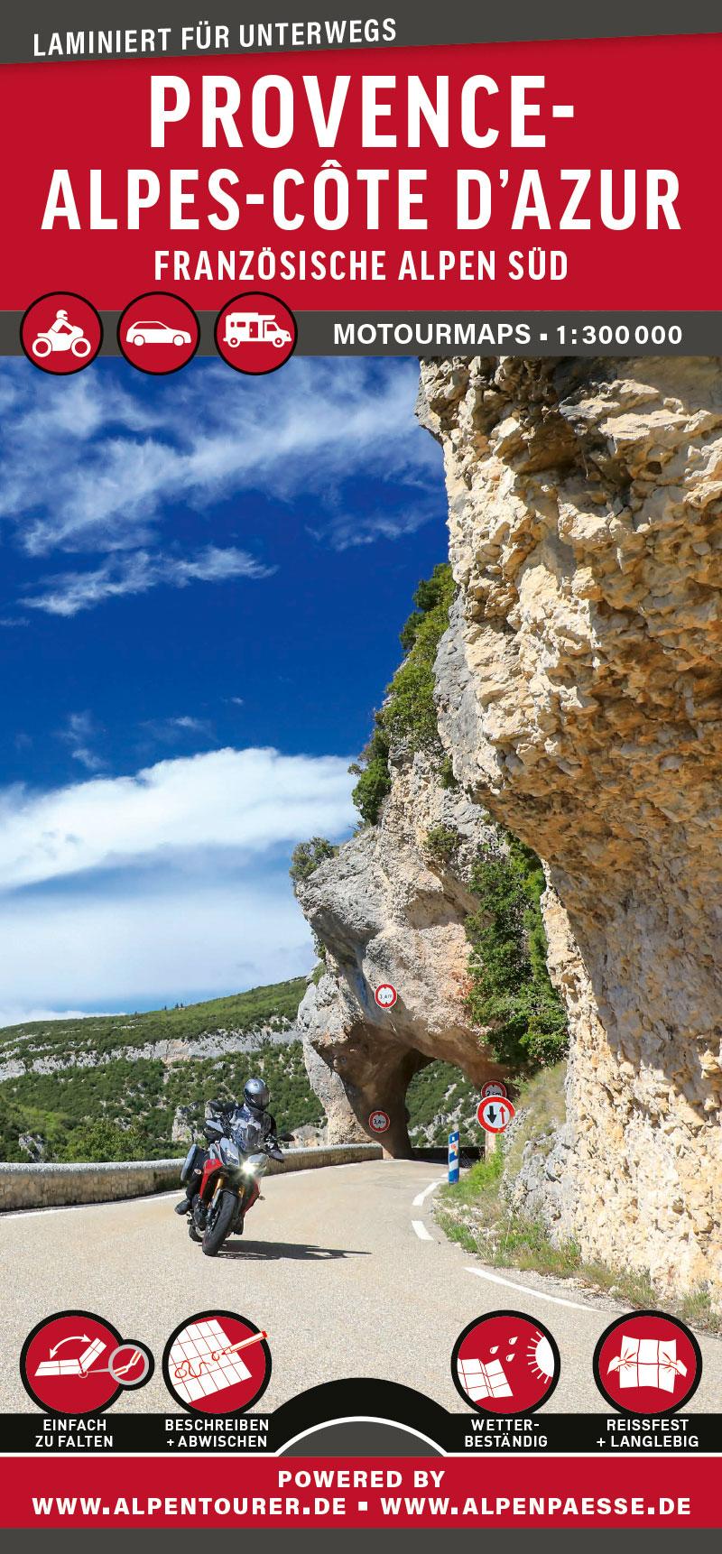 Vorderes Coverbild MoTourMaps Provence-Alpes-Côte d'Azur (Französische Alpen Süd) Auto- und Motorradkarte 1:300.000