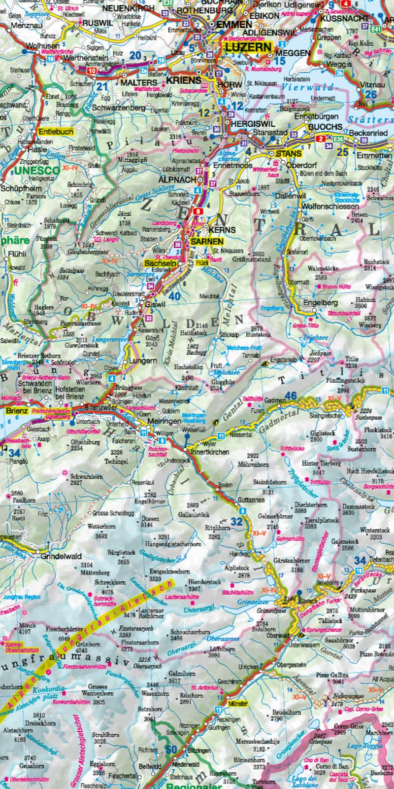 Beispielinhalt (Bild) MoTourMaps Schweiz Auto- und Motorradkarte 1:350.000