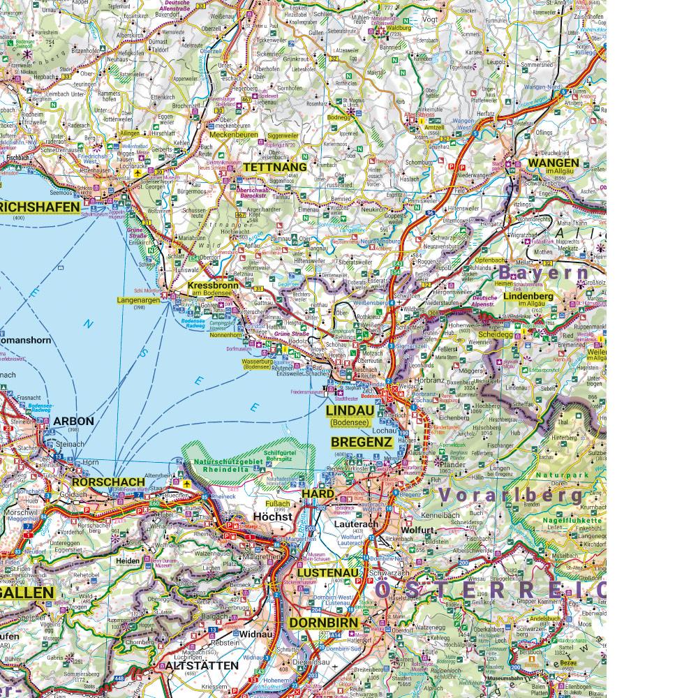 Beispielinhalt (Bild) Bodensee mit Bodensee-Radweg, Erlebnisführer 1:130.000, freytag & berndt, EF 0021