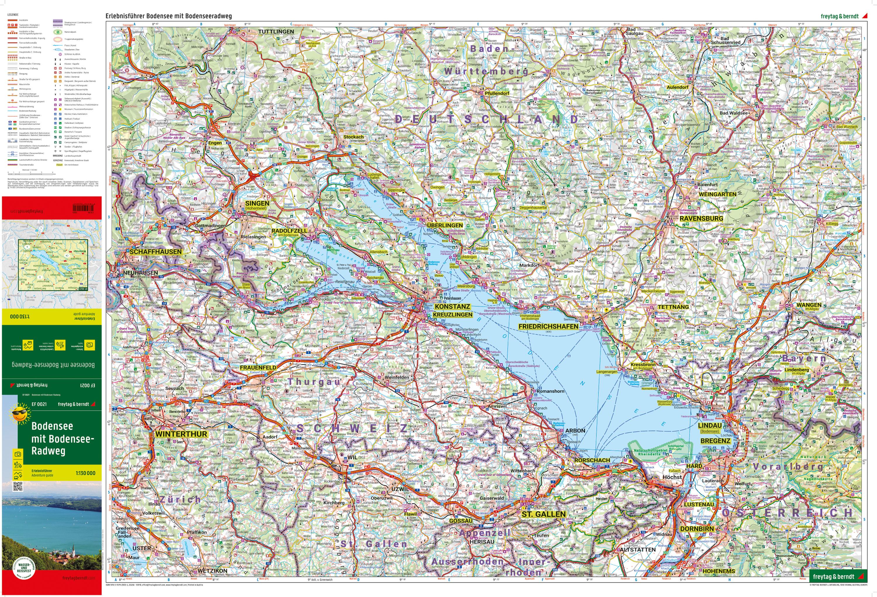 Beispielinhalt (Bild) Bodensee mit Bodensee-Radweg, Erlebnisführer 1:130.000, freytag & berndt, EF 0021