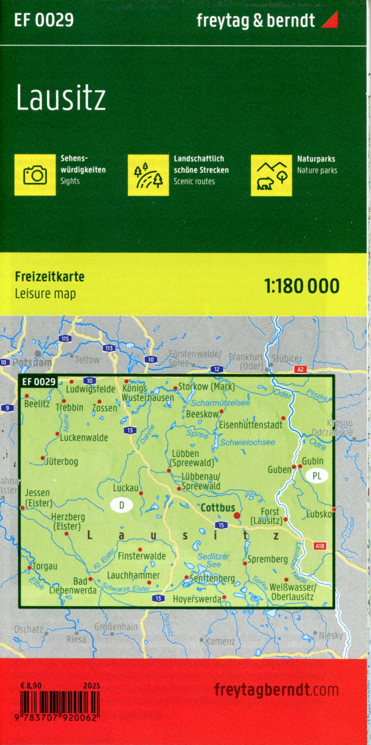 Beispielinhalt (Bild) Lausitz, Freizeitkarte 1:180.000, freytag & berndt