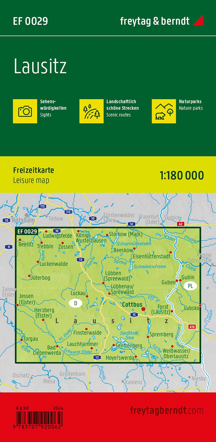 Rückseitencover Lausitz, Freizeitkarte 1:180.000, freytag & berndt