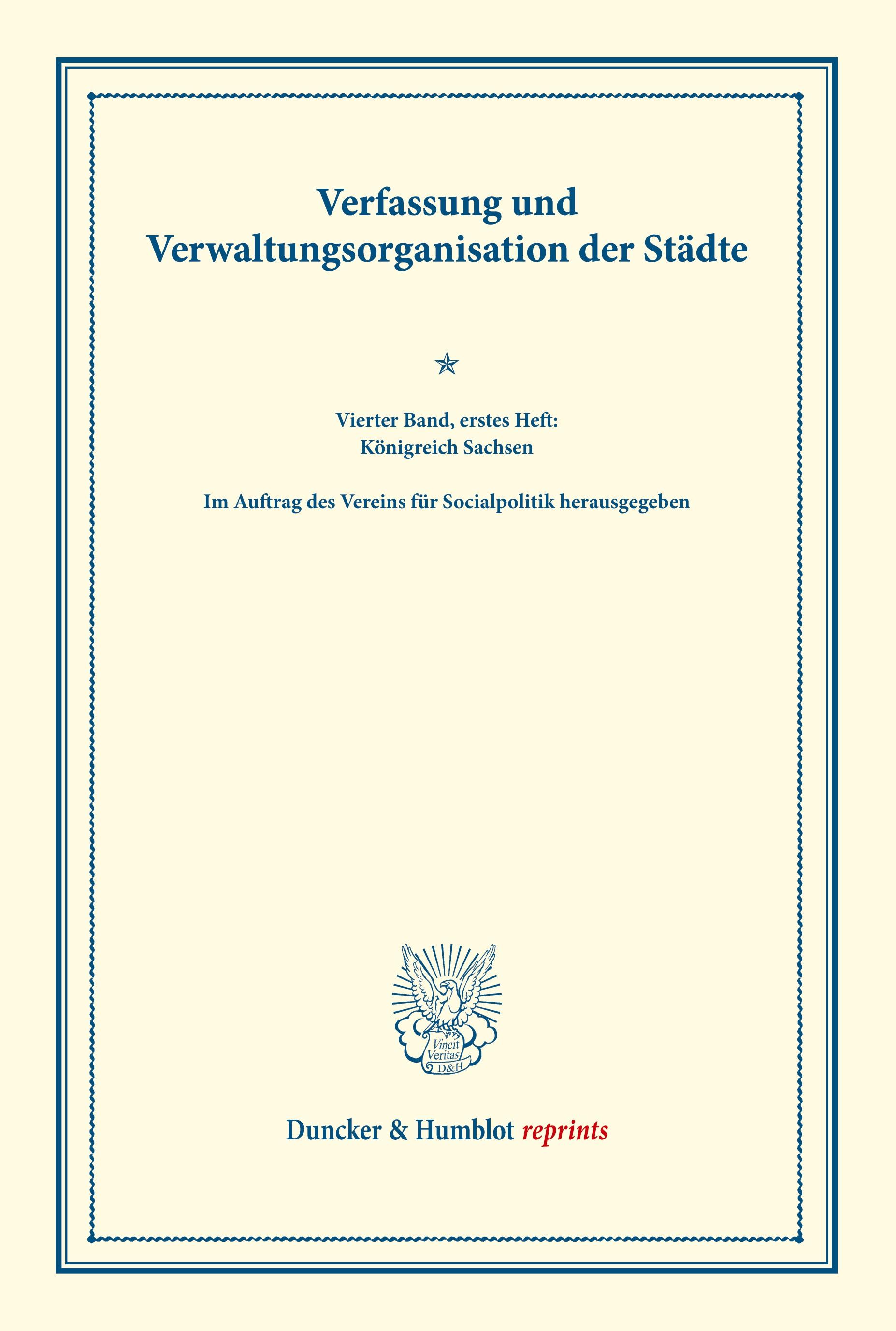 Vorderes Coverbild Verfassung und Verwaltungsorganisation der Städte.