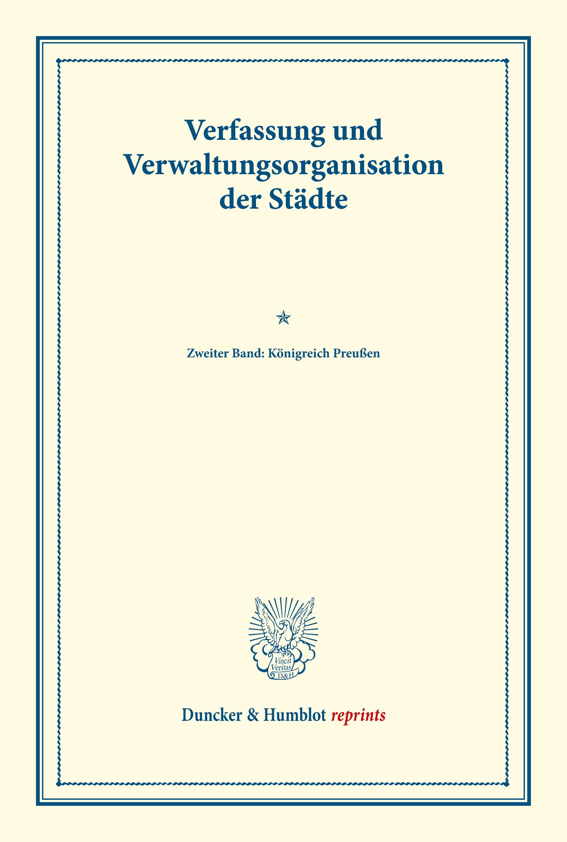 Vorderes Coverbild Verfassung und Verwaltungsorganisation der Städte.