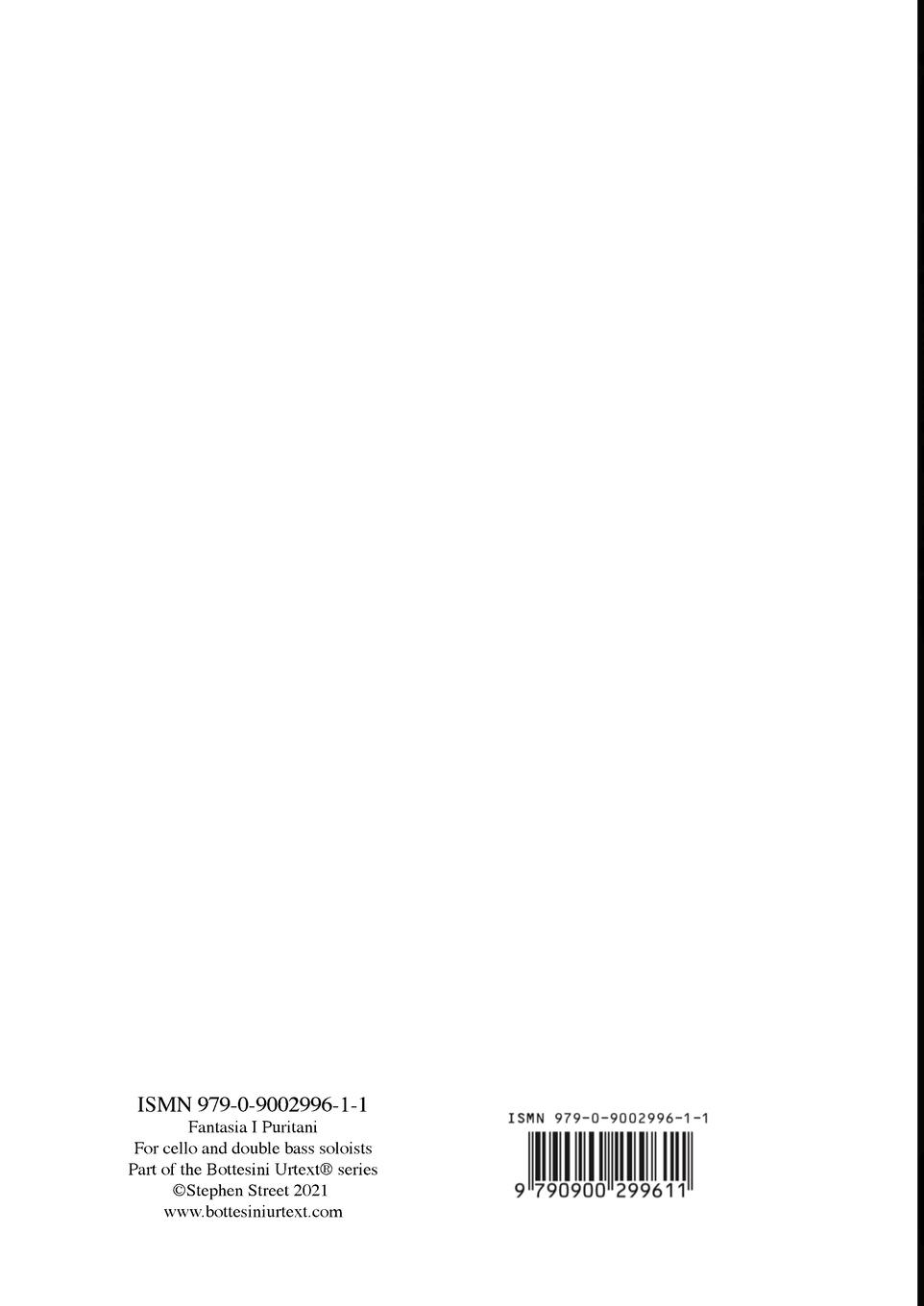 Rückseitencover Fantasia I Puritani Duetto For Double Bass and Cello - Full Score