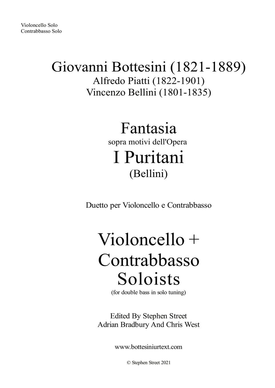 Vorderes Coverbild Fantasia I Puritani Duetto For Double Bass and Cello - Soloists Part (Cello and Bass soloists)