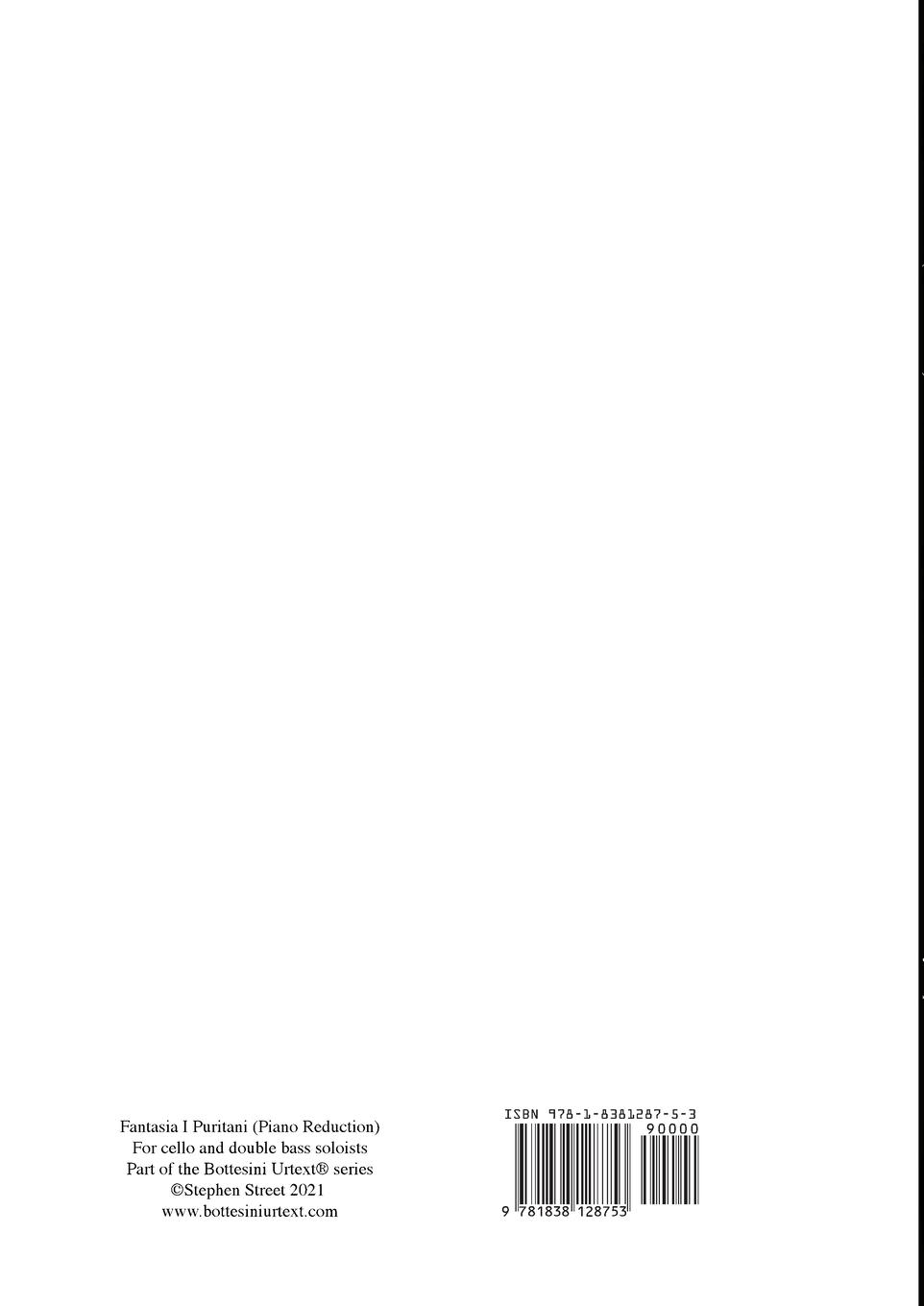 Rückseitencover Fantasia I Puritani Duetto For Double Bass and Cello - Piano Reduction